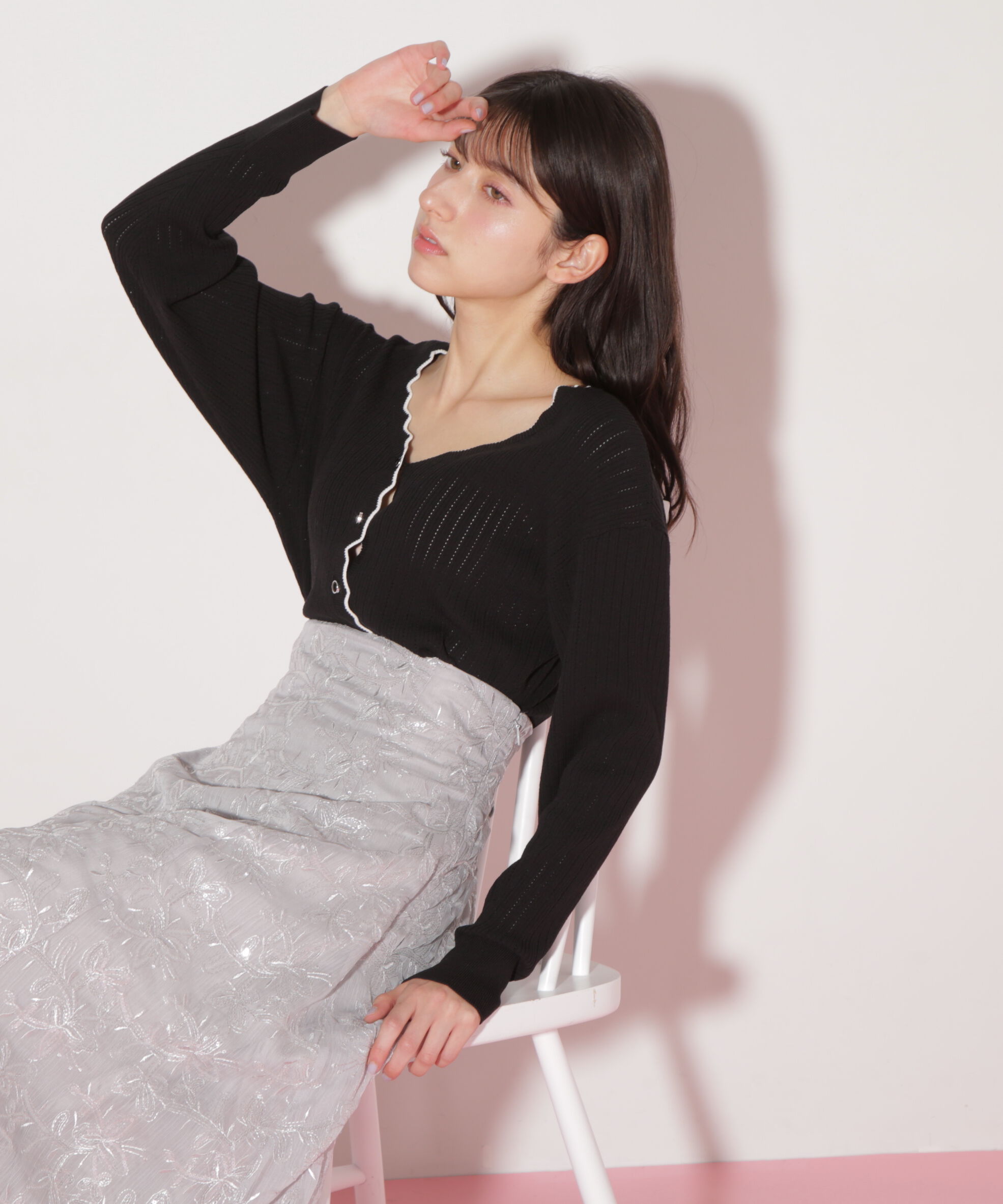  「アイレットリブスカラップカーディガン」|ニット・セーター|