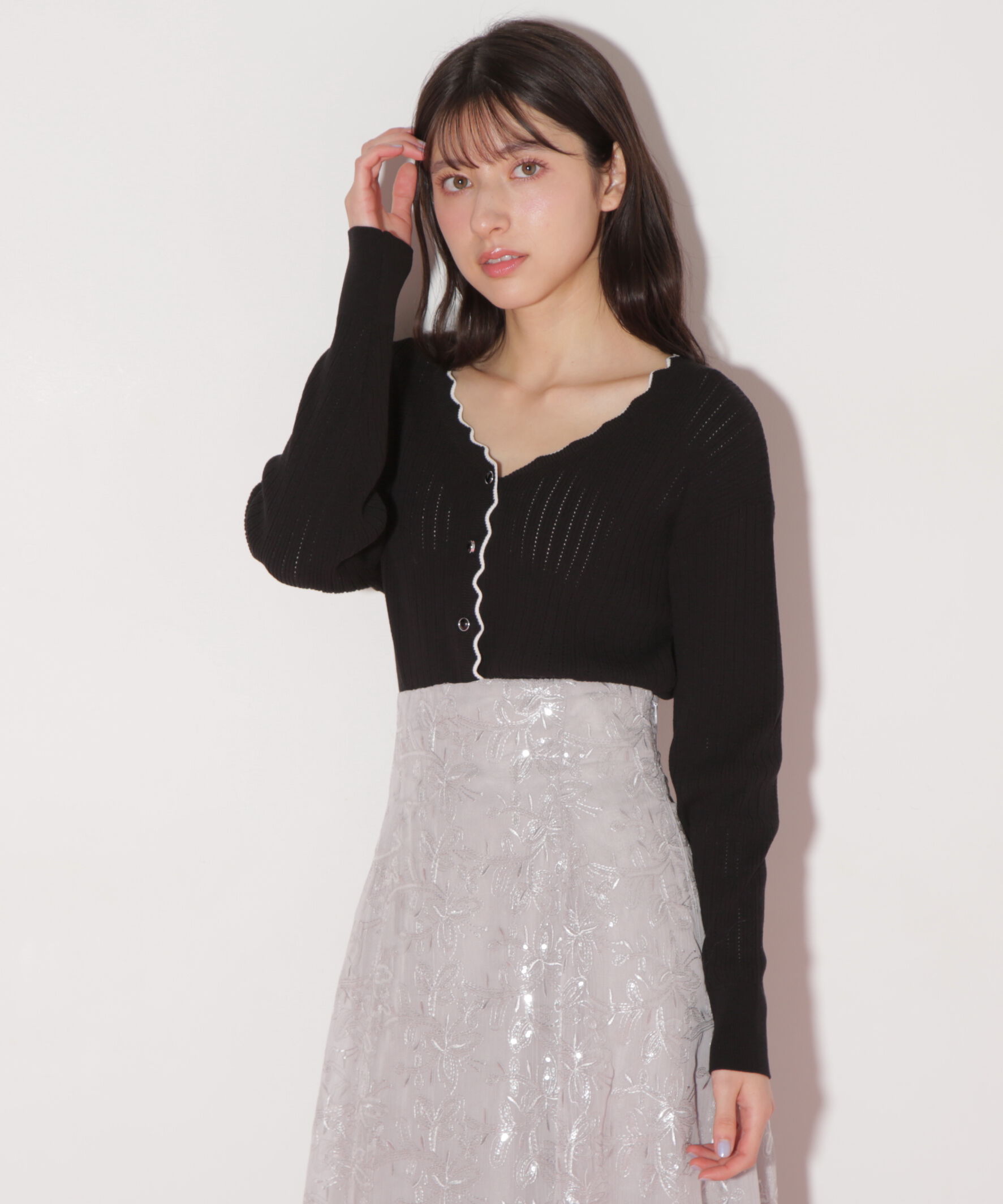  「アイレットリブスカラップカーディガン」|ニット・セーター|