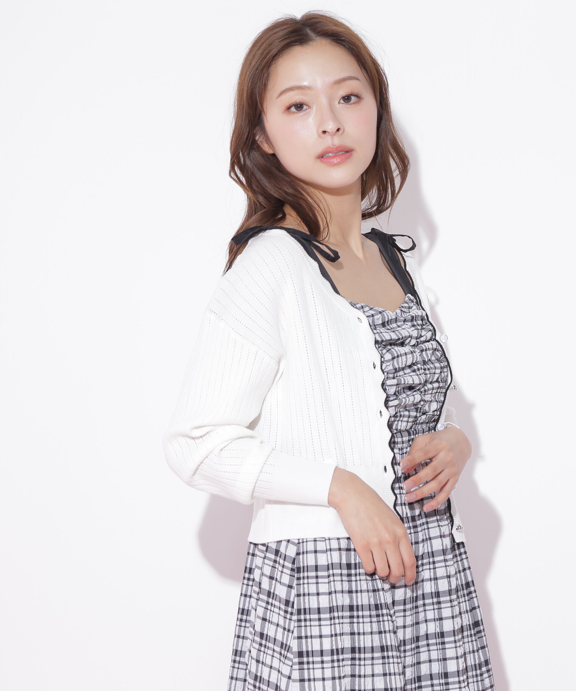  「アイレットリブスカラップカーディガン」|ニット・セーター|