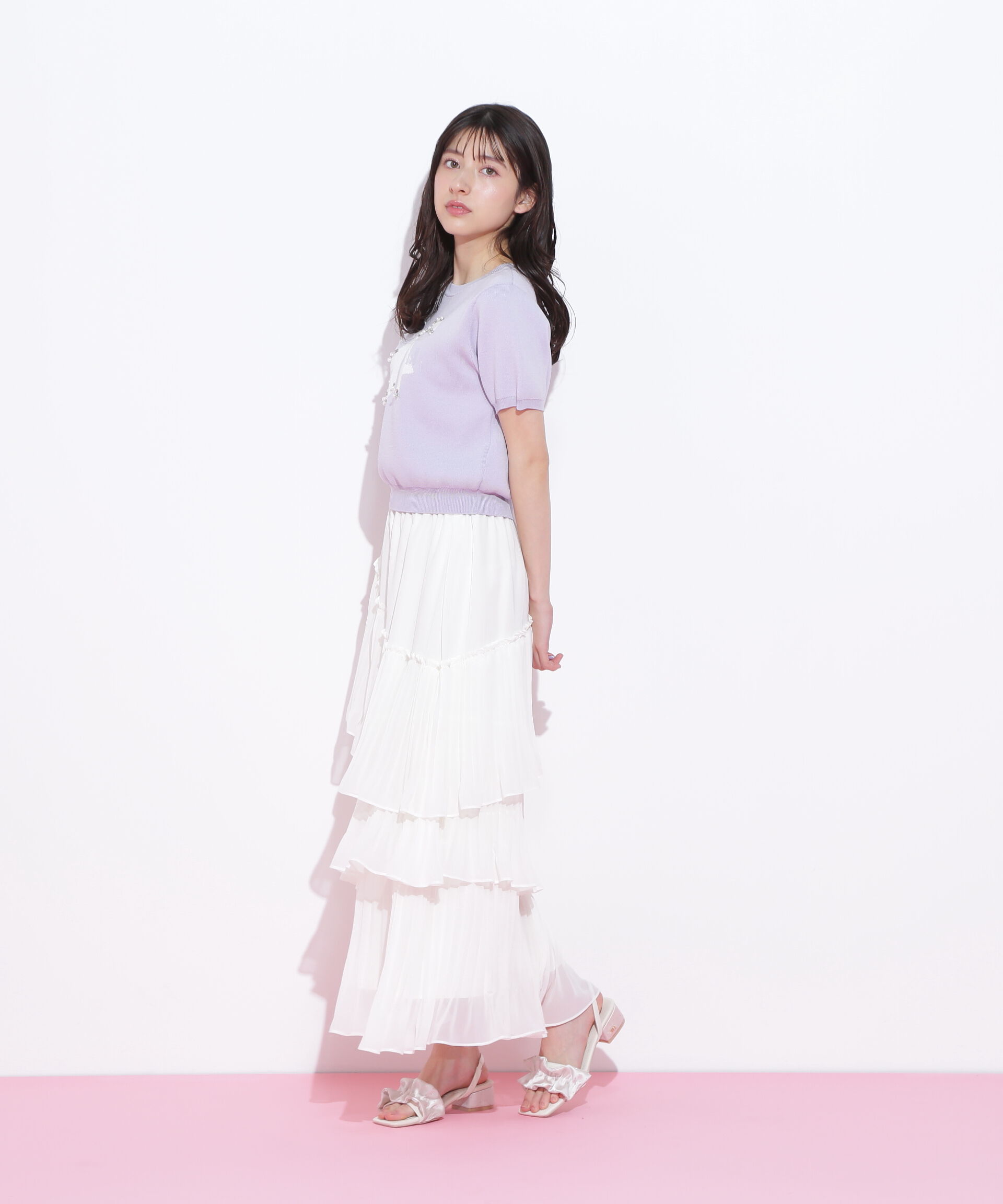  「リボンジャガードビジューニットトップス」|ニット・セーター|