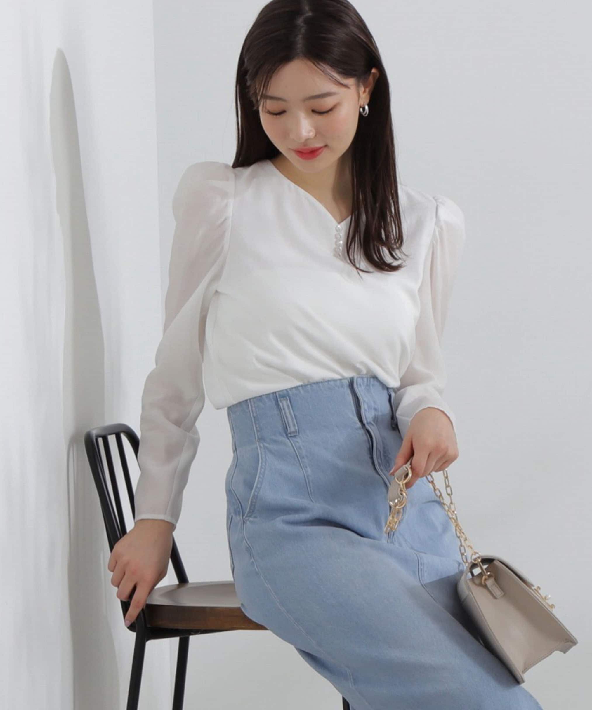 PROPORTION BODY DRESSING「ハートカットシアーブラウス」|シャツ・ブラウス|ホワイト