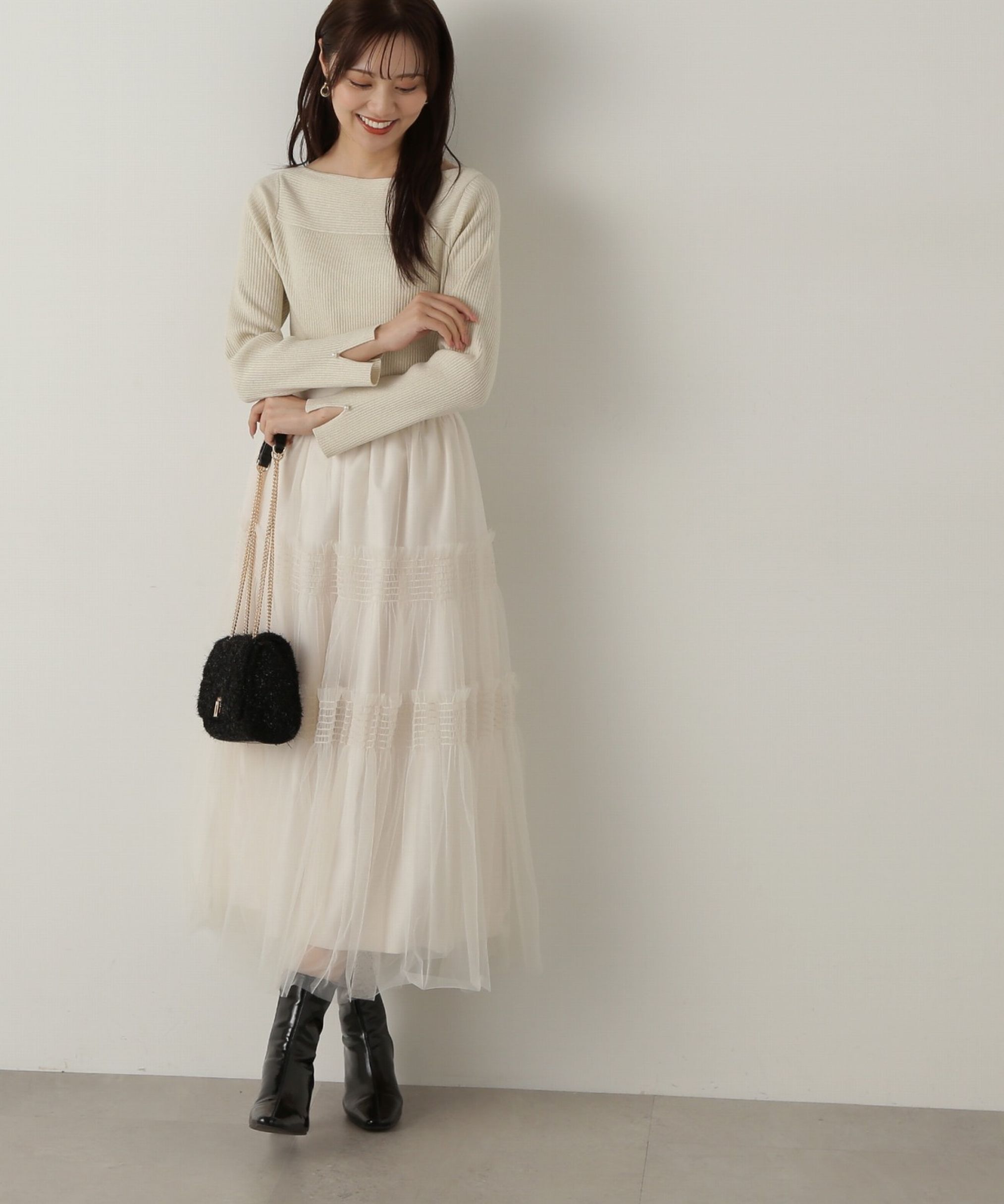 PROPORTION BODY DRESSING「チュールシャーリングティアードスカート」|スカート|