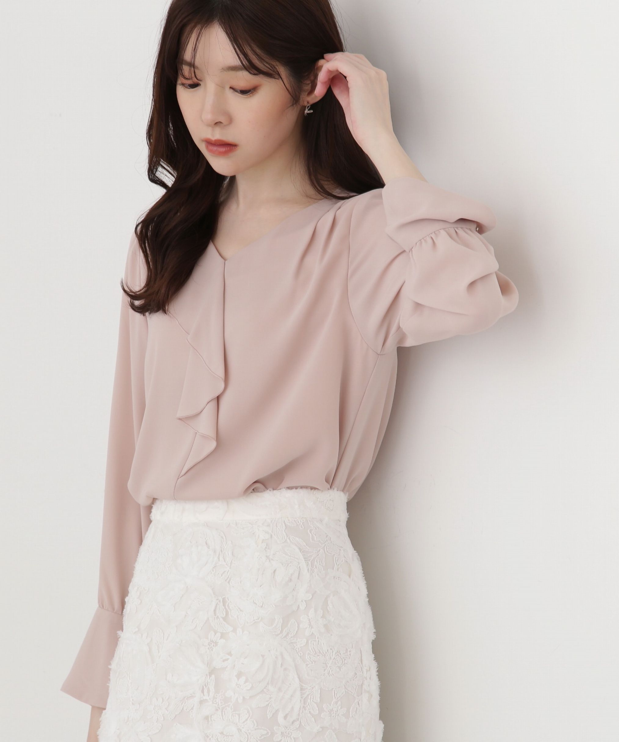 PROPORTION BODY DRESSING「アシメラッフルブラウス」|シャツ・ブラウス|ピンクベージ