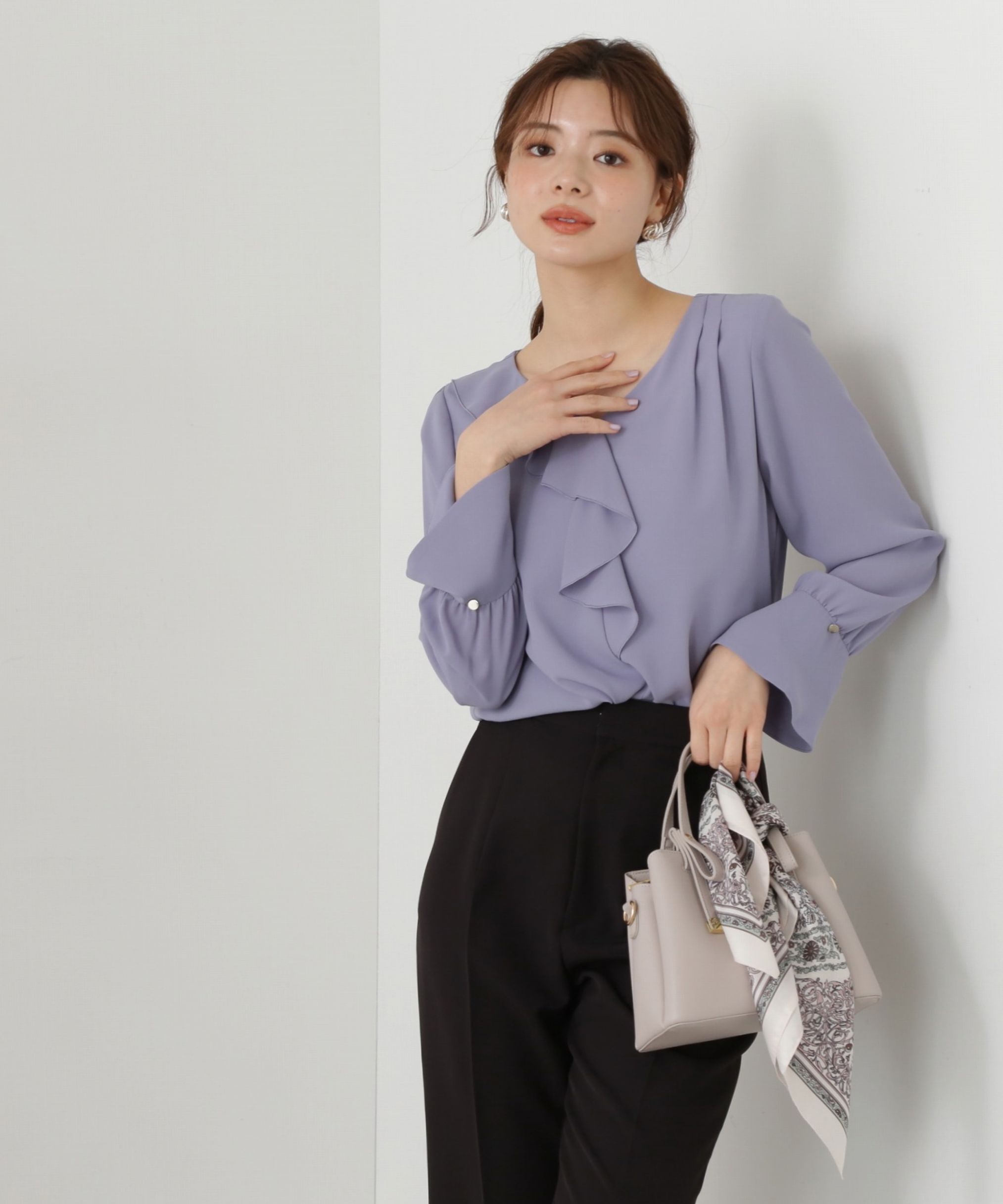 PROPORTION BODY DRESSING「アシメラッフルブラウス」|シャツ・ブラウス|ブルー