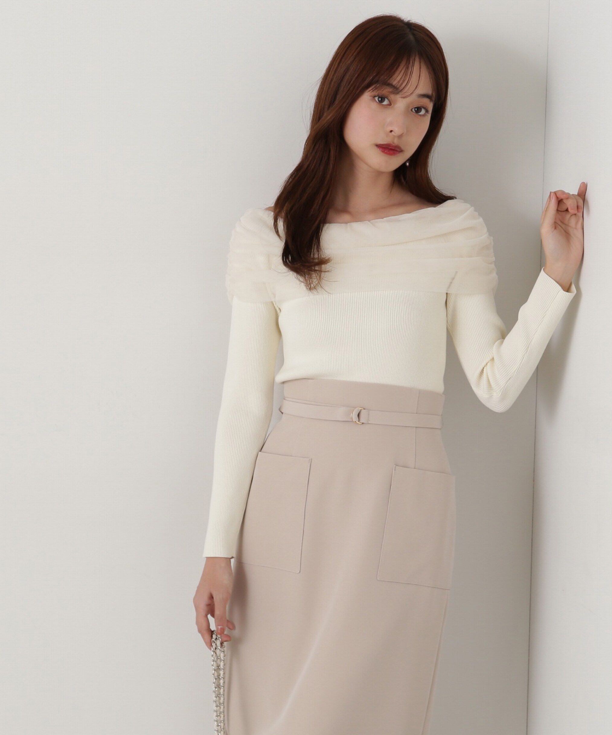 PROPORTION BODY DRESSING「前後2wayチュールオフショルニット」|ニット・セーター|