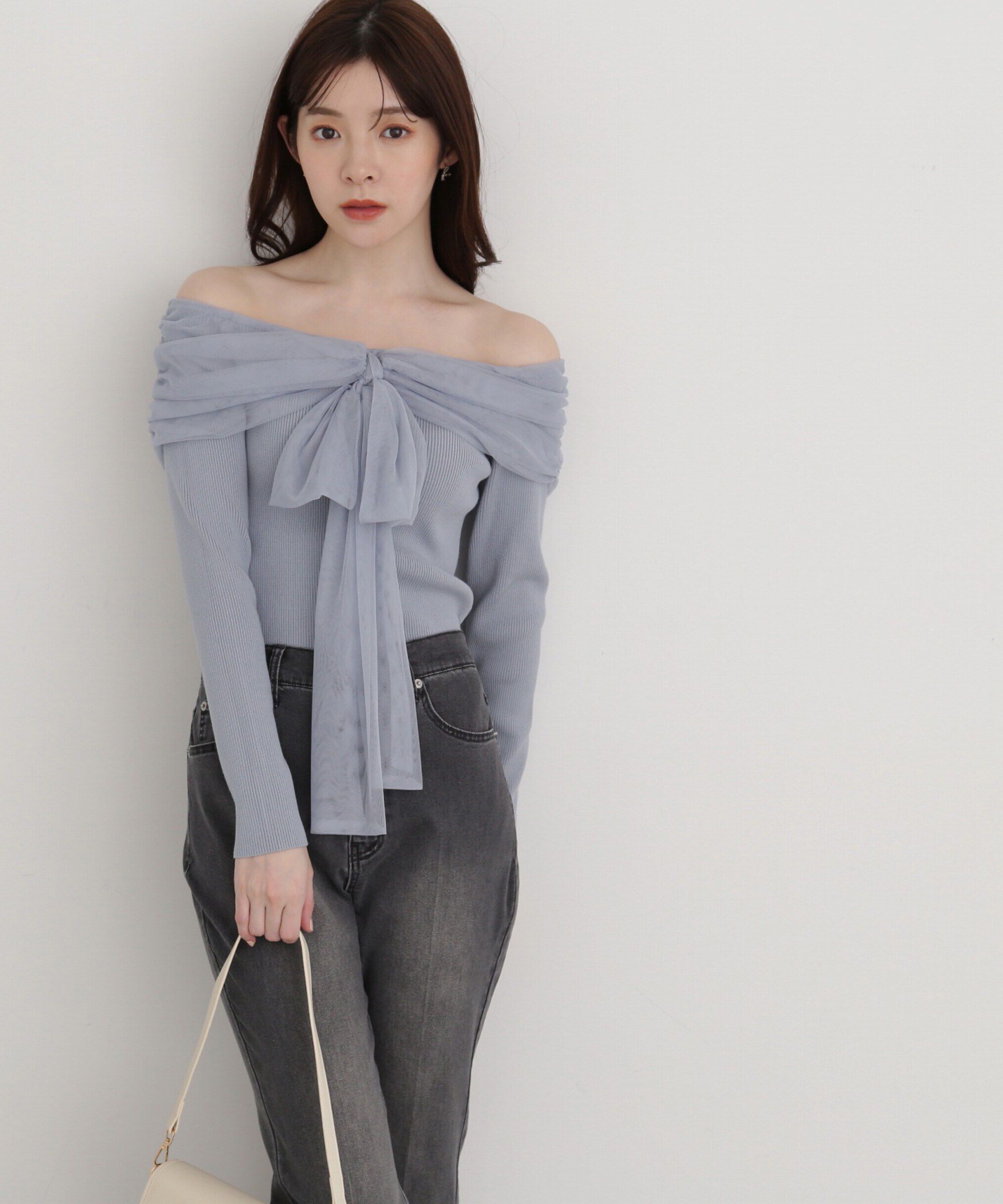 PROPORTION BODY DRESSING「前後2wayチュールオフショルニット」|ニット・セーター|