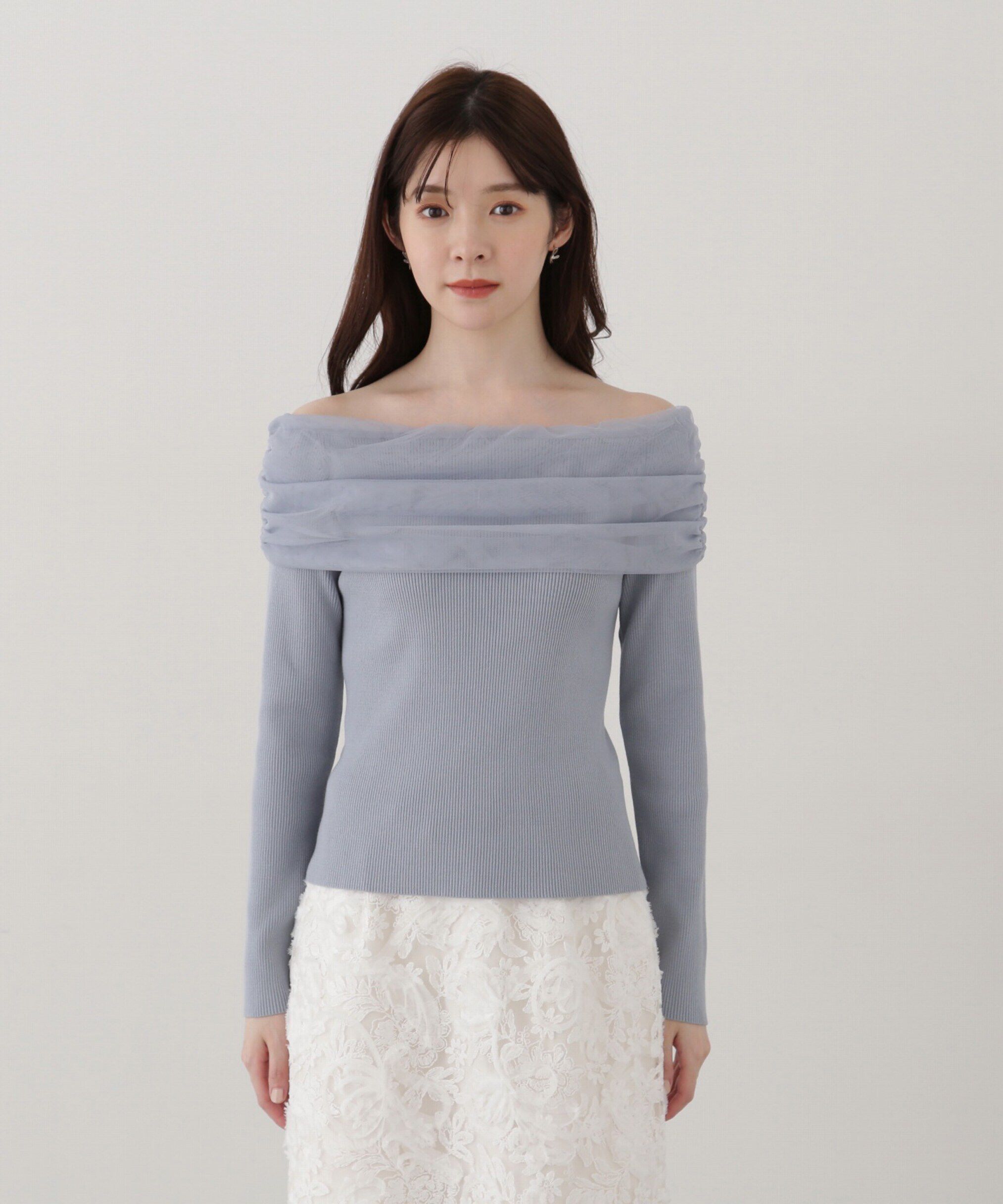PROPORTION BODY DRESSING「前後2wayチュールオフショルニット」|ニット・セーター|