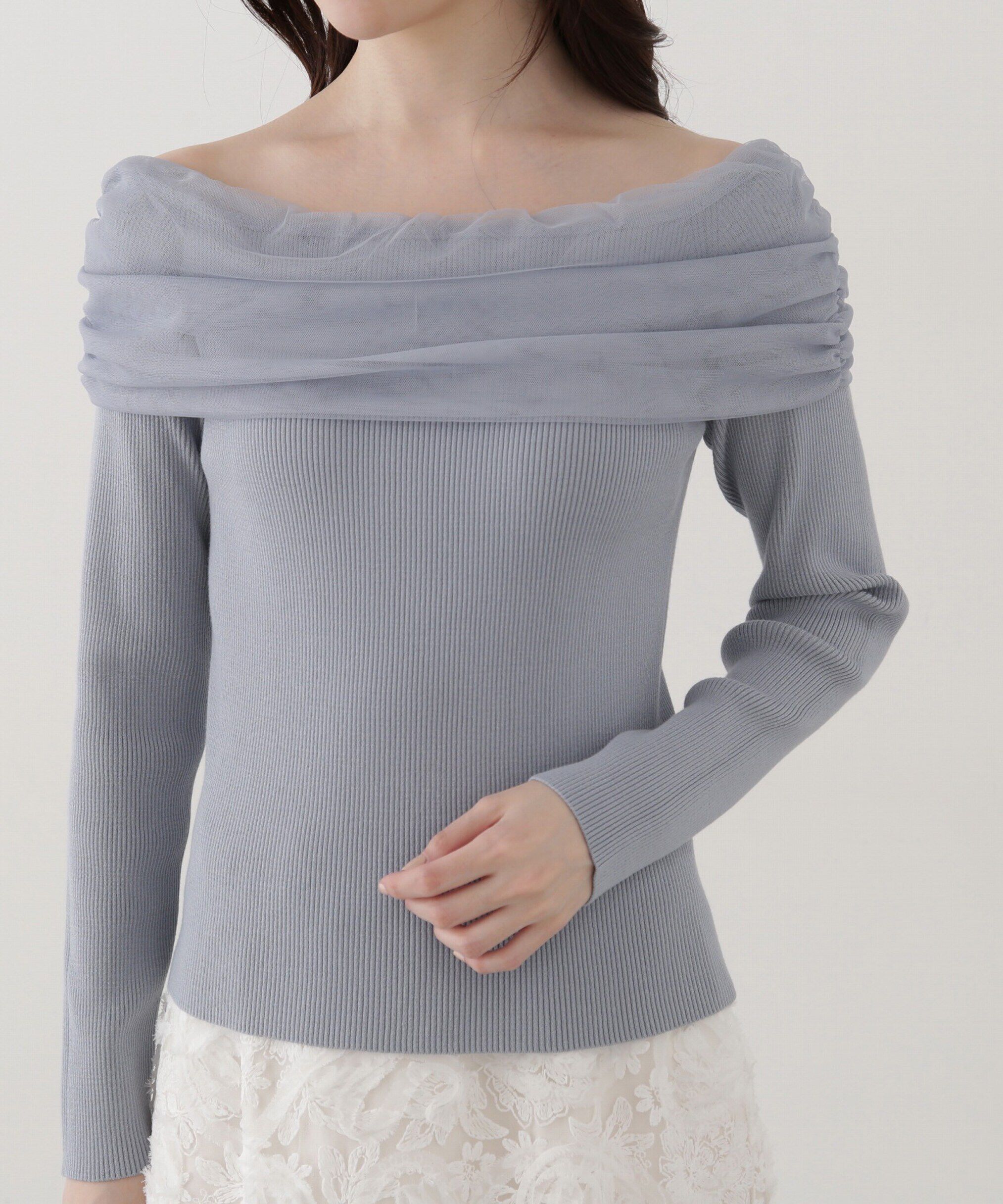 PROPORTION BODY DRESSING「前後2wayチュールオフショルニット」|ニット・セーター|