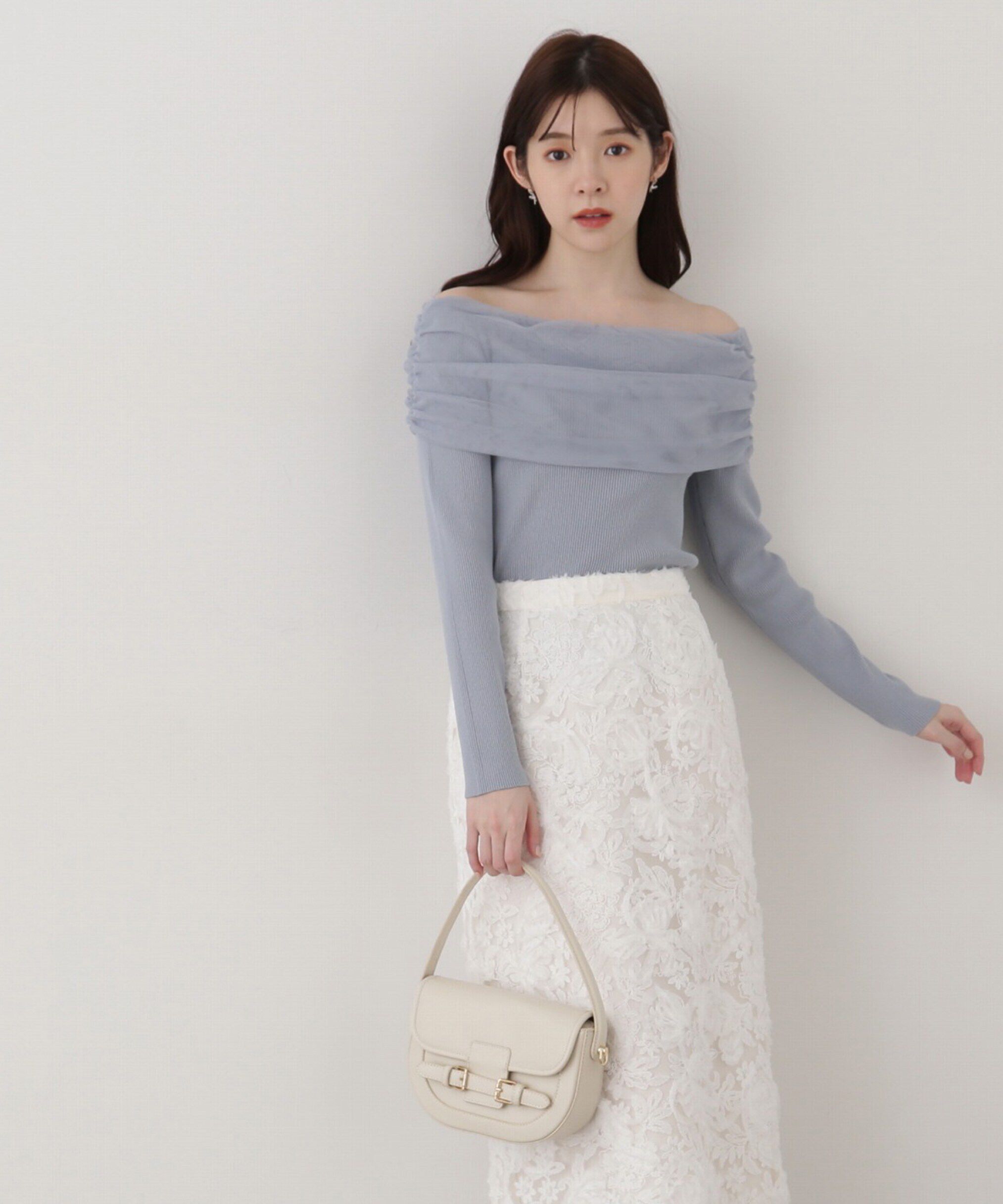 PROPORTION BODY DRESSING「前後2wayチュールオフショルニット」|ニット・セーター|