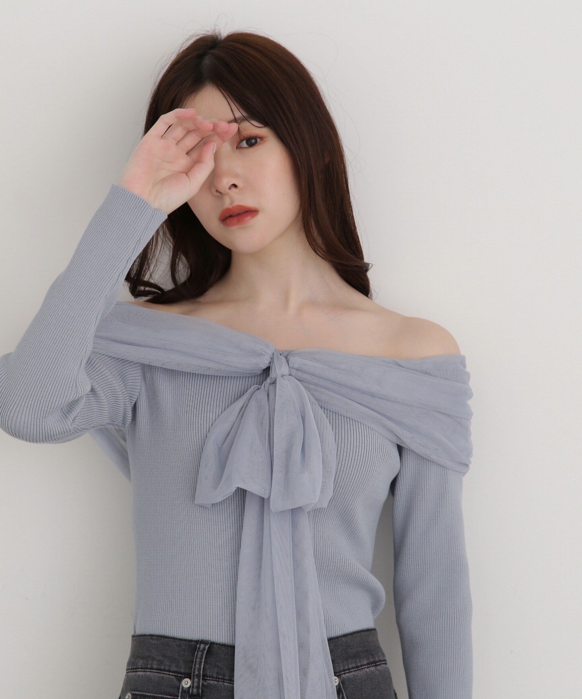 PROPORTION BODY DRESSING「前後2wayチュールオフショルニット」|ニット・セーター|