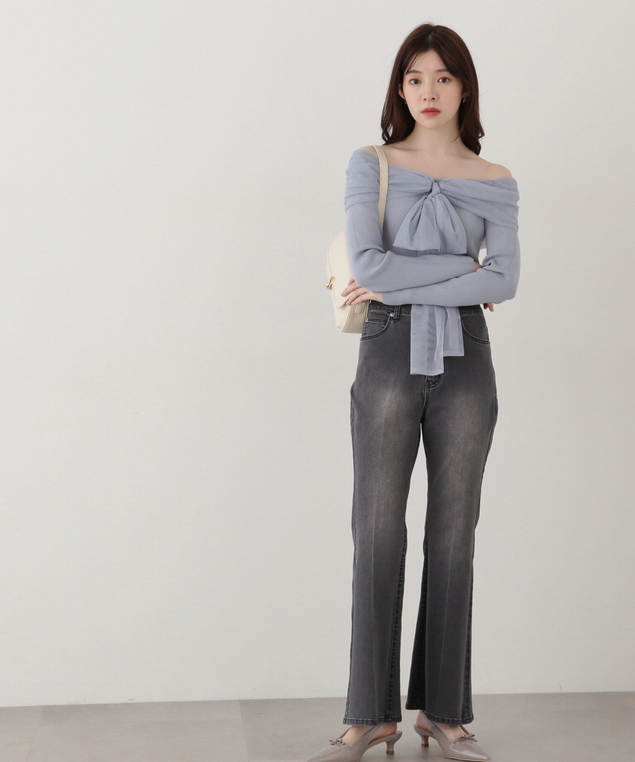 PROPORTION BODY DRESSING「前後2wayチュールオフショルニット」|ニット・セーター|