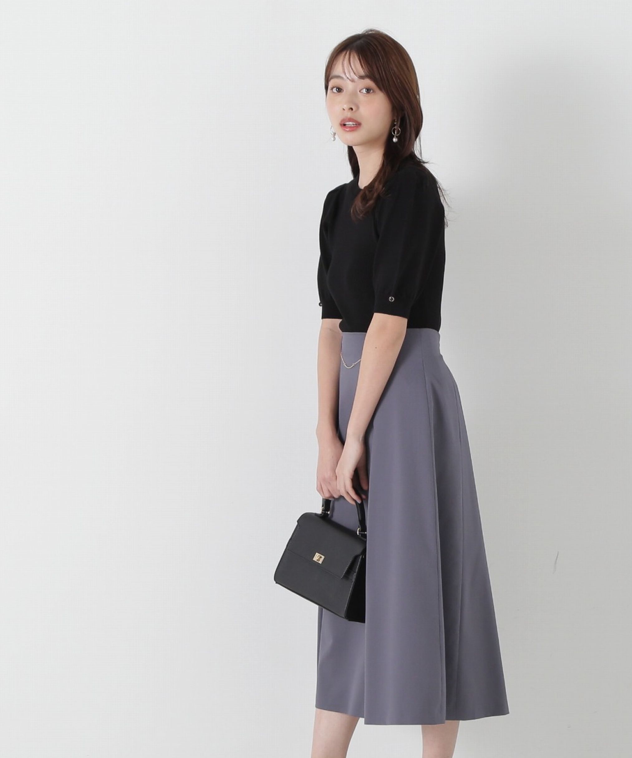 PROPORTION BODY DRESSING「フロントチェーンフレアスカート」|スカート|チャコール2