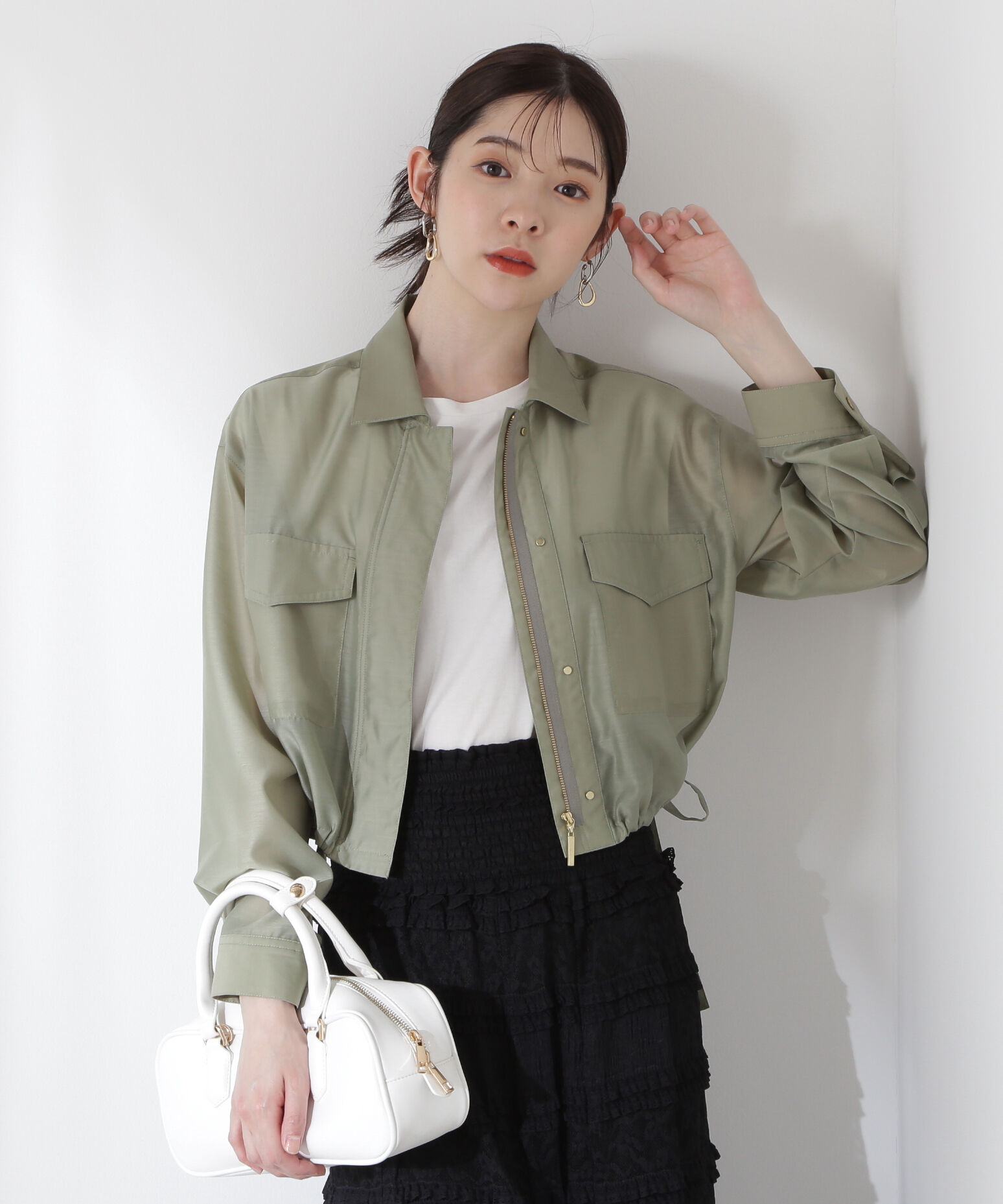 PROPORTION BODY DRESSING「シアーブルゾン」|ブルゾン・スタジャン|カーキ