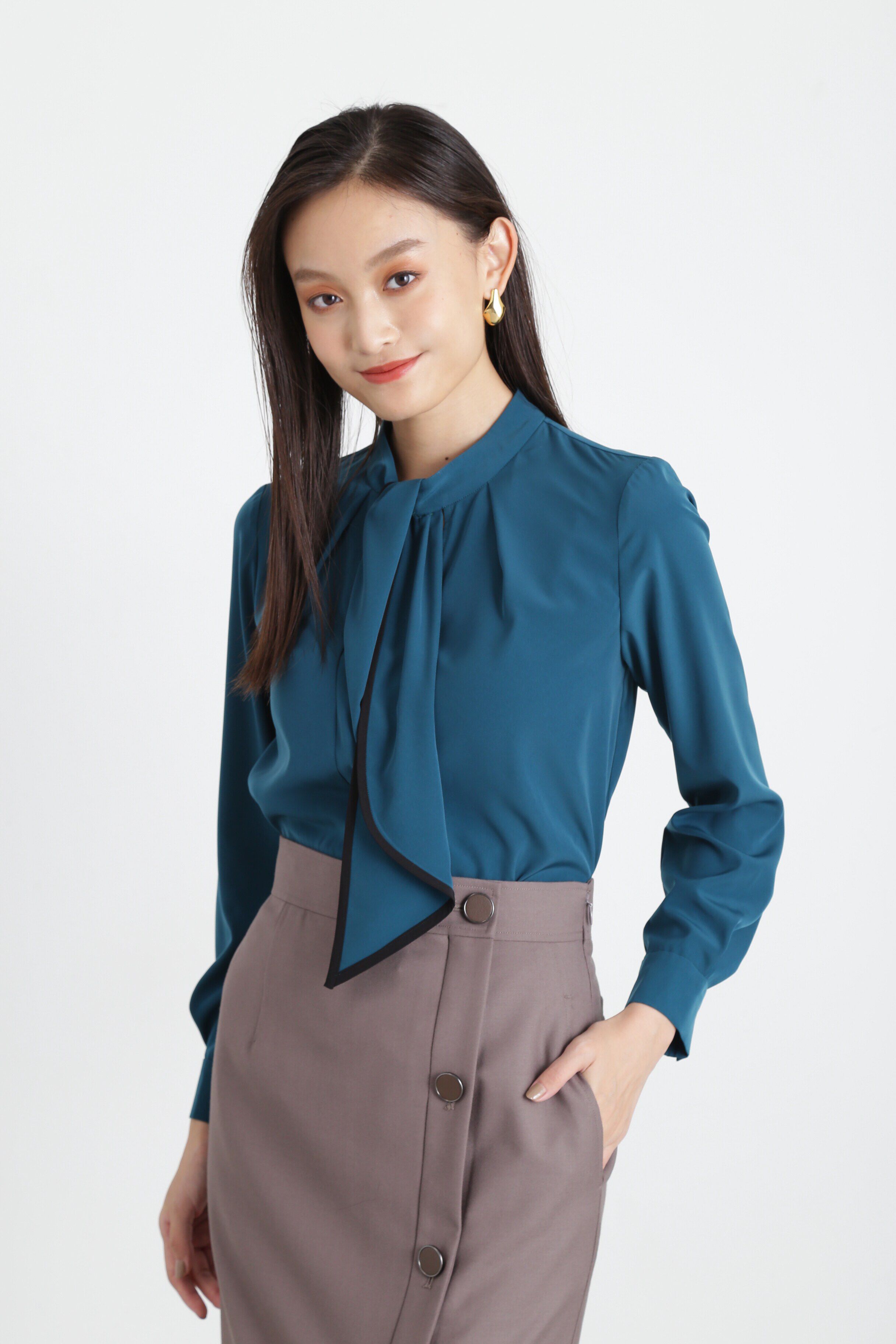  「◆バイカラーボウタイブラウス」|シャツ・ブラウス|ティールグリ 4