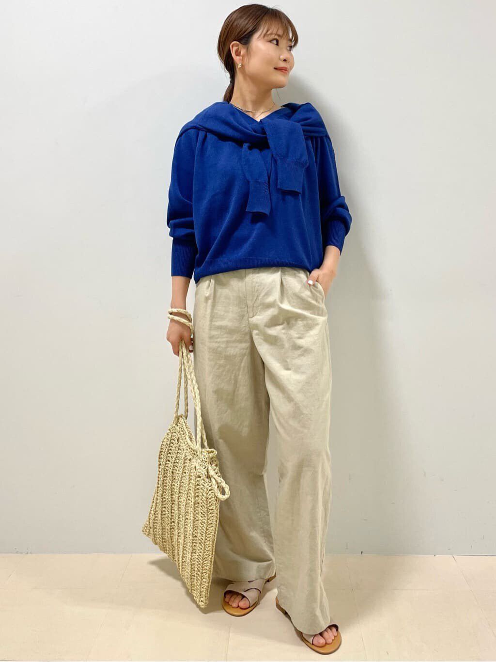  「◆綿麻シャンブレーセミワイドパンツ」|その他|