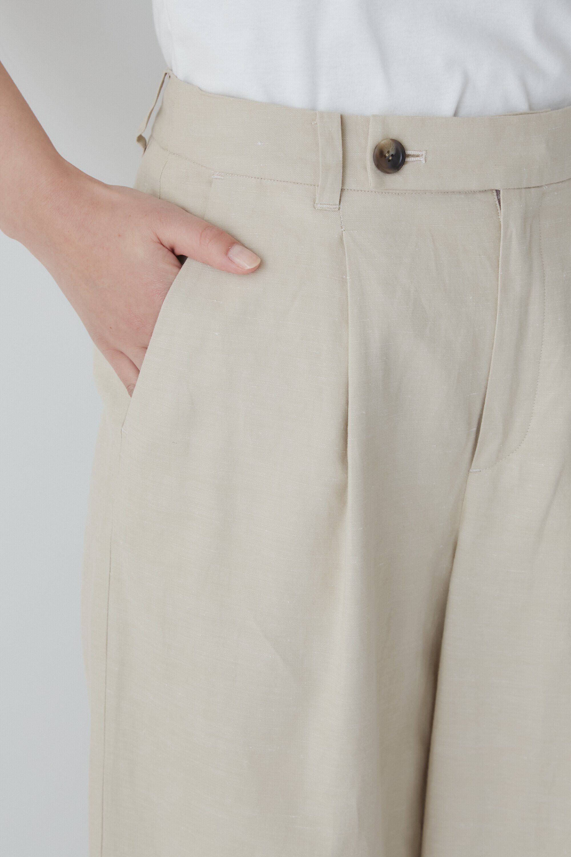  「◆綿麻シャンブレーセミワイドパンツ」|その他|