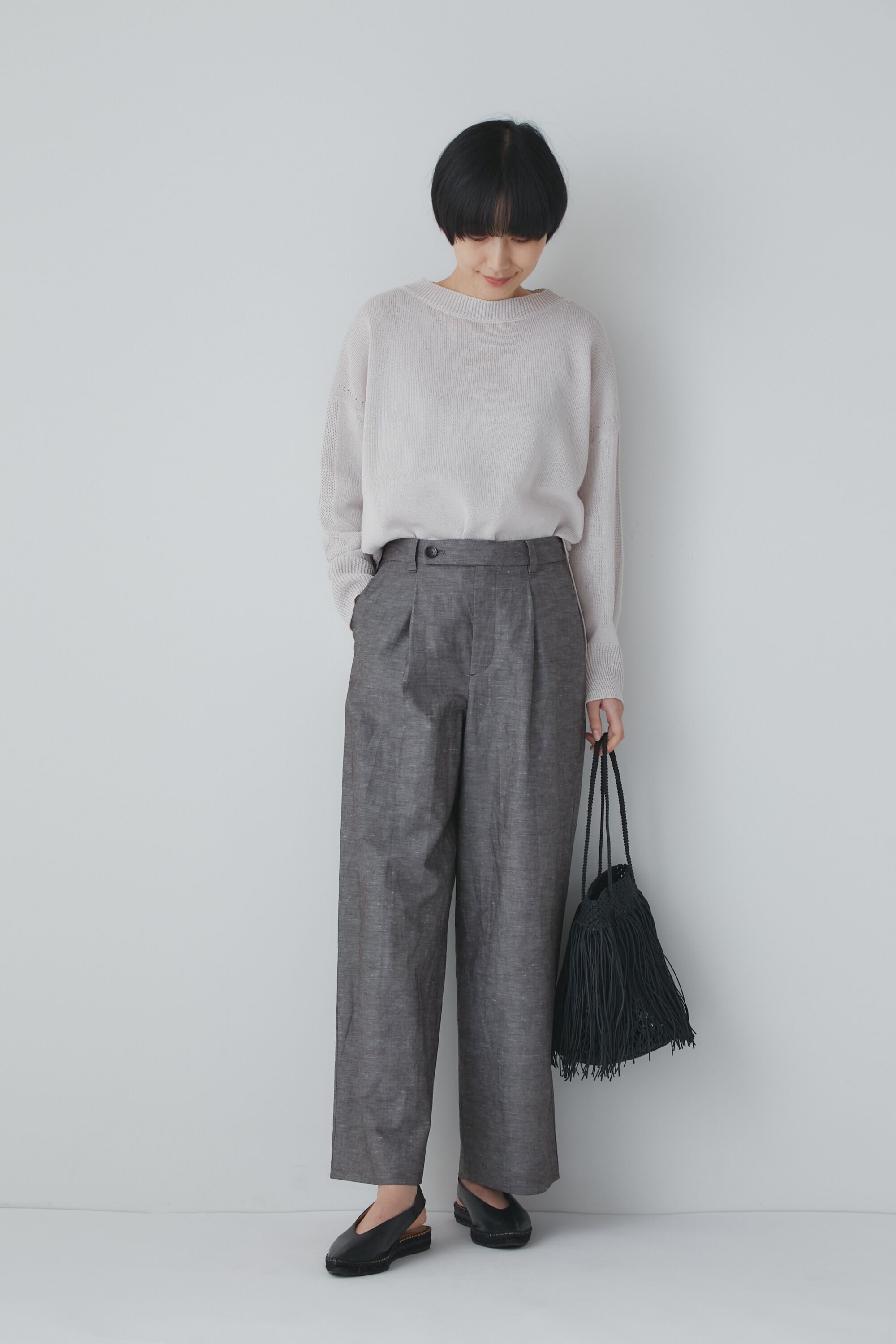  「◆綿麻シャンブレーセミワイドパンツ」|その他|