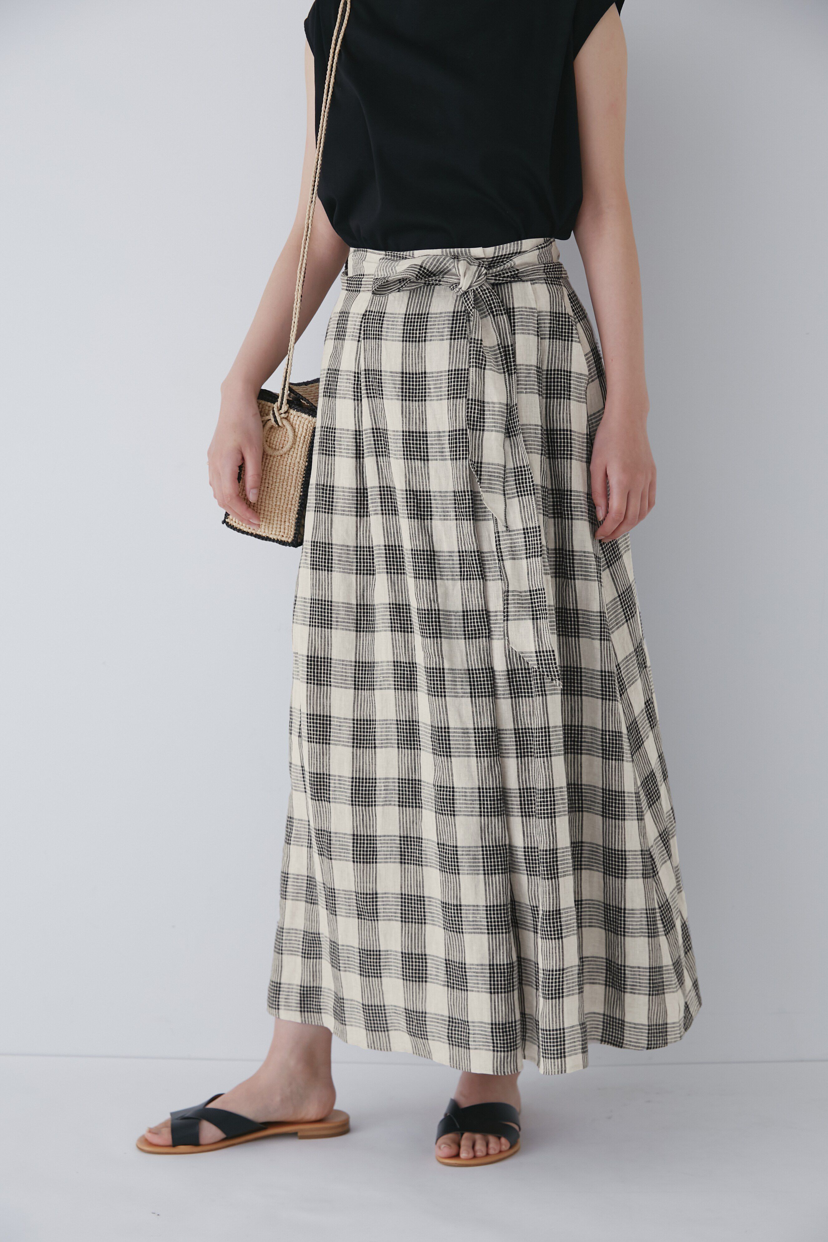  「◆麻チェックボリュームスカート」|スカート|モノトーンチ 3
