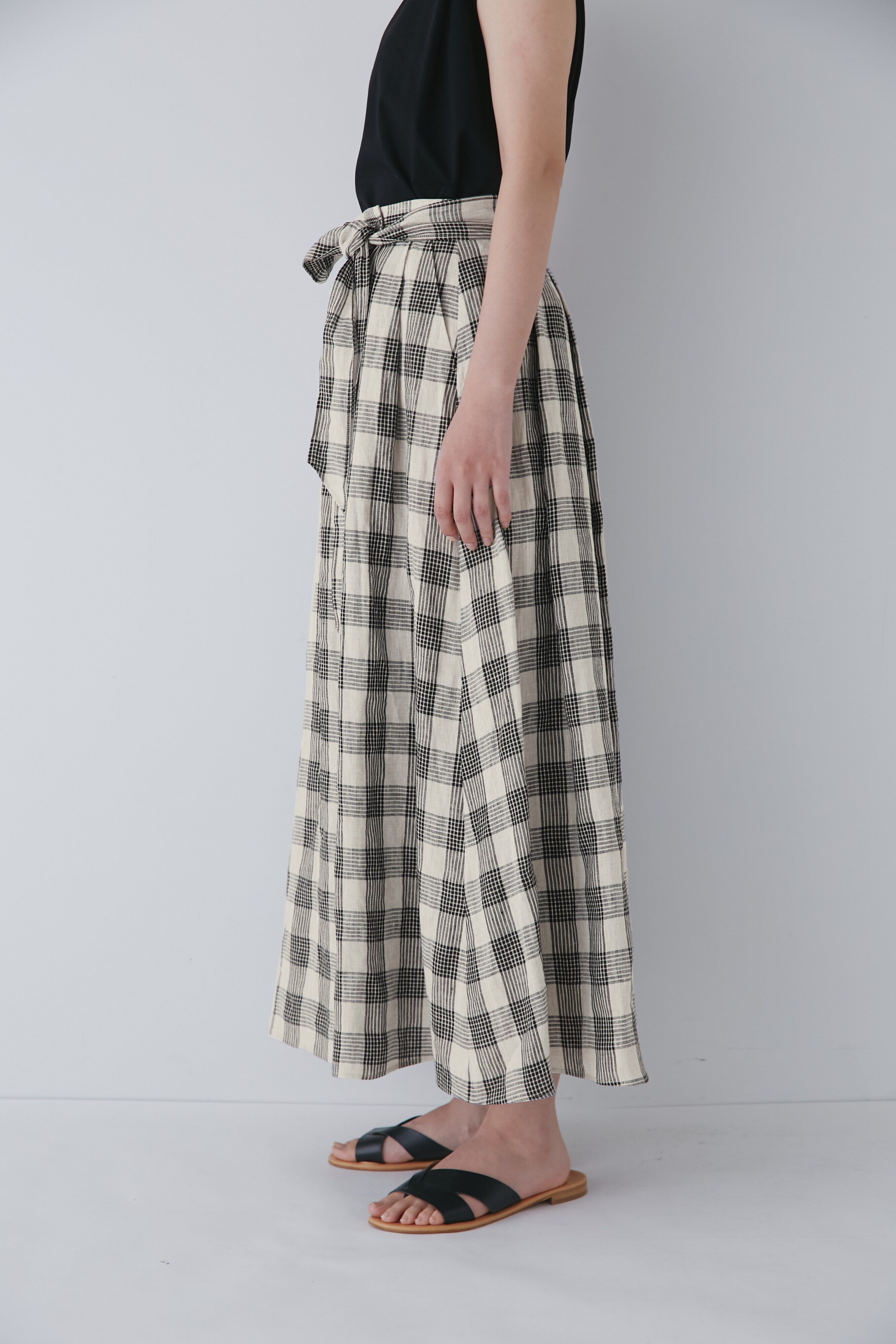  「◆麻チェックボリュームスカート」|スカート|