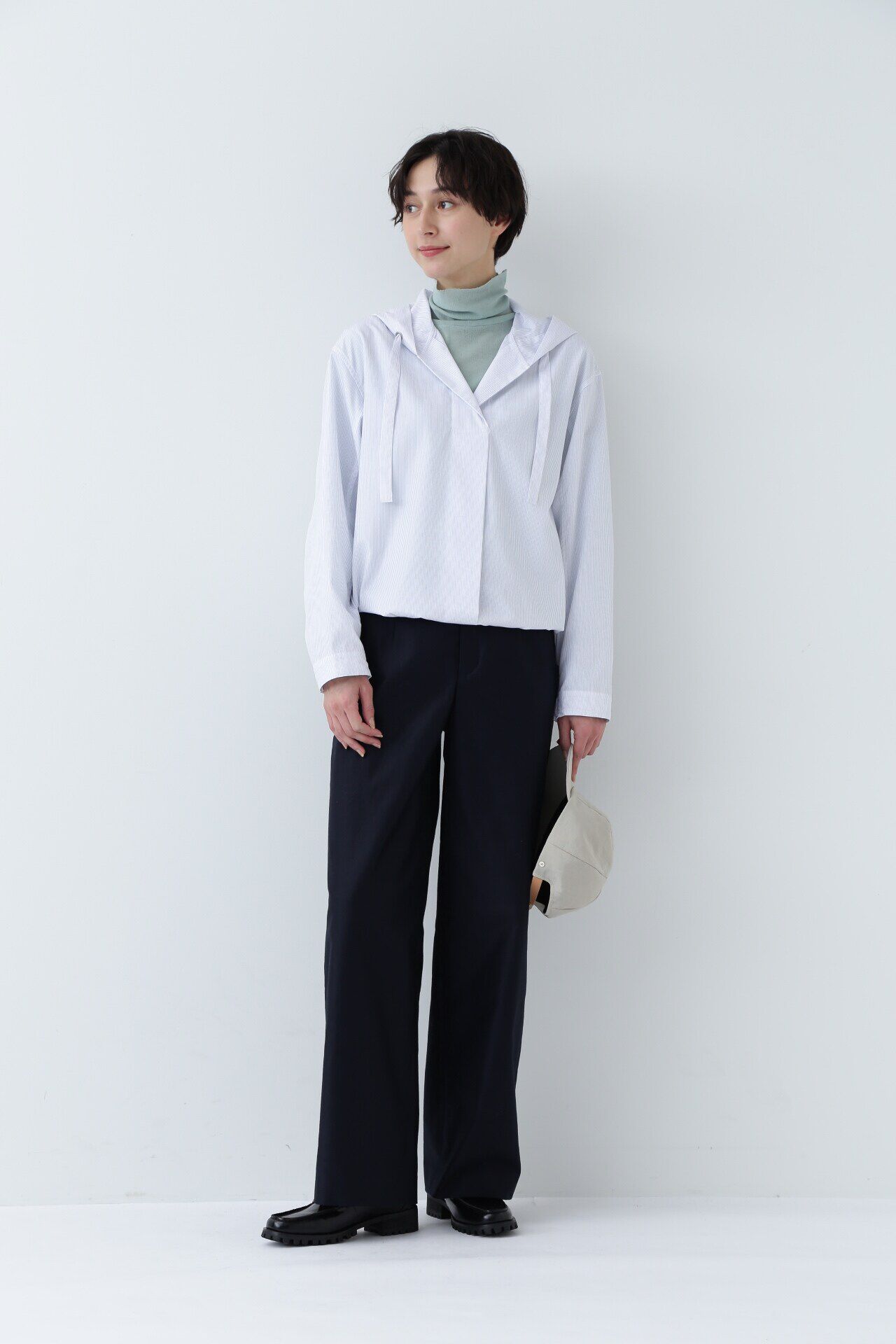  「◆フード付きストライプブラウス」|シャツ・ブラウス|