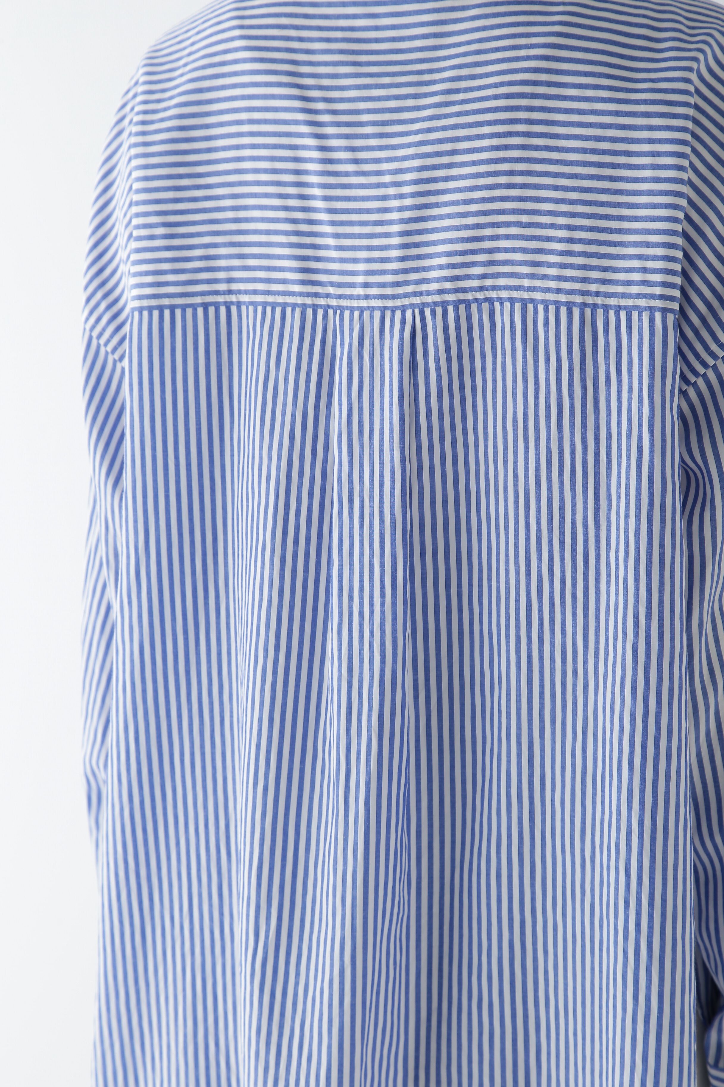  「◆オーガニックコットン混ストライプオーバーシャツ」|シャツ・ブラウス|