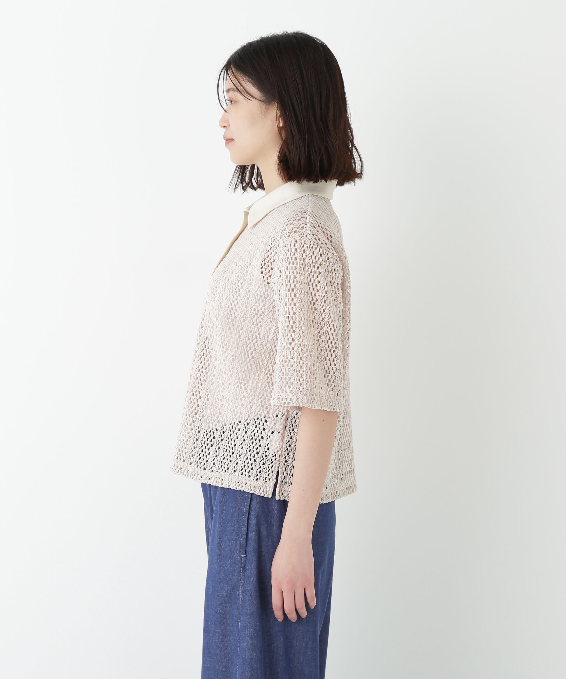  「◆クロッシェレース半袖シャツ」|Tシャツ・カットソー|