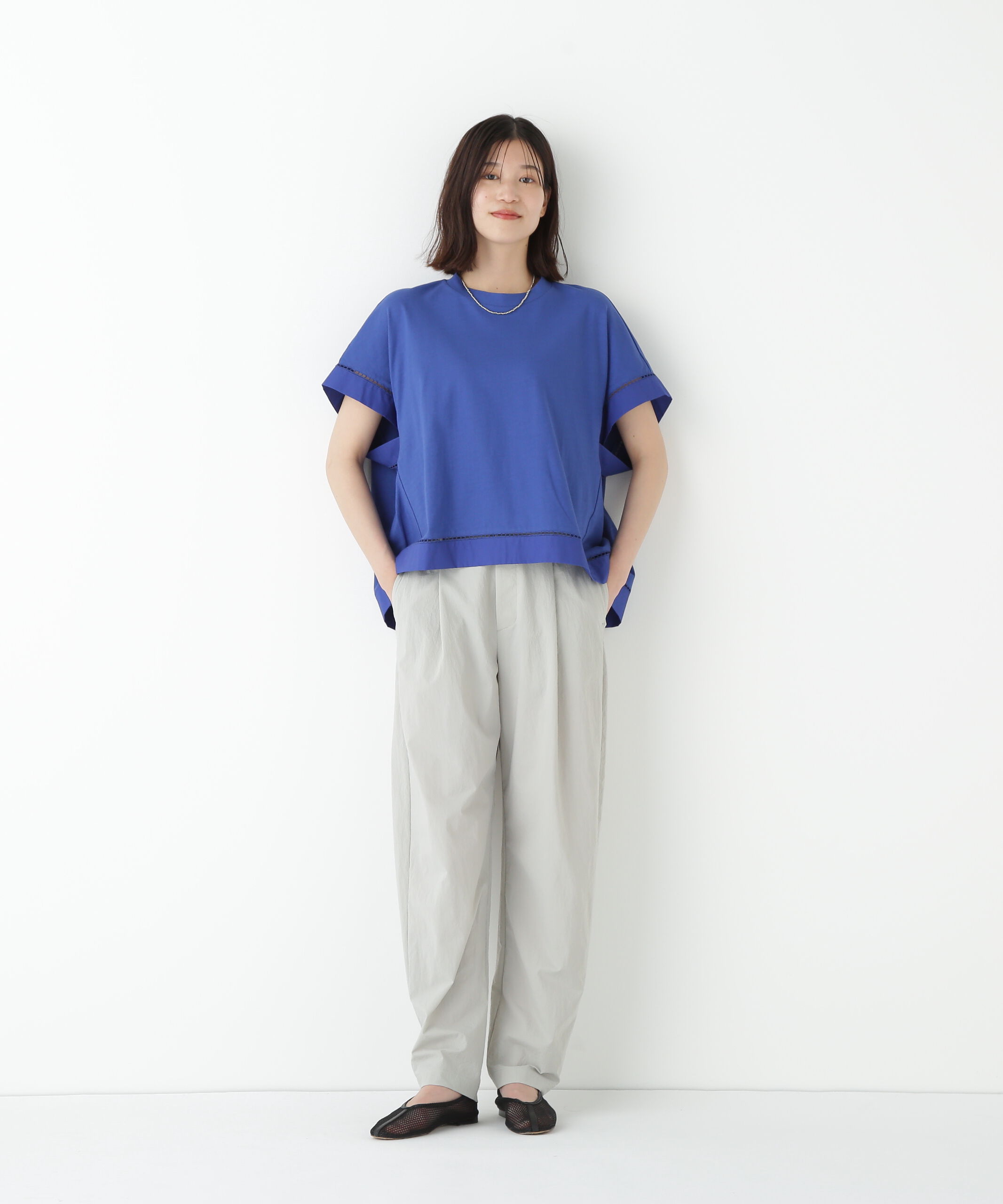  「◆布帛ドッキング半袖プルオーバー」|Tシャツ・カットソー|