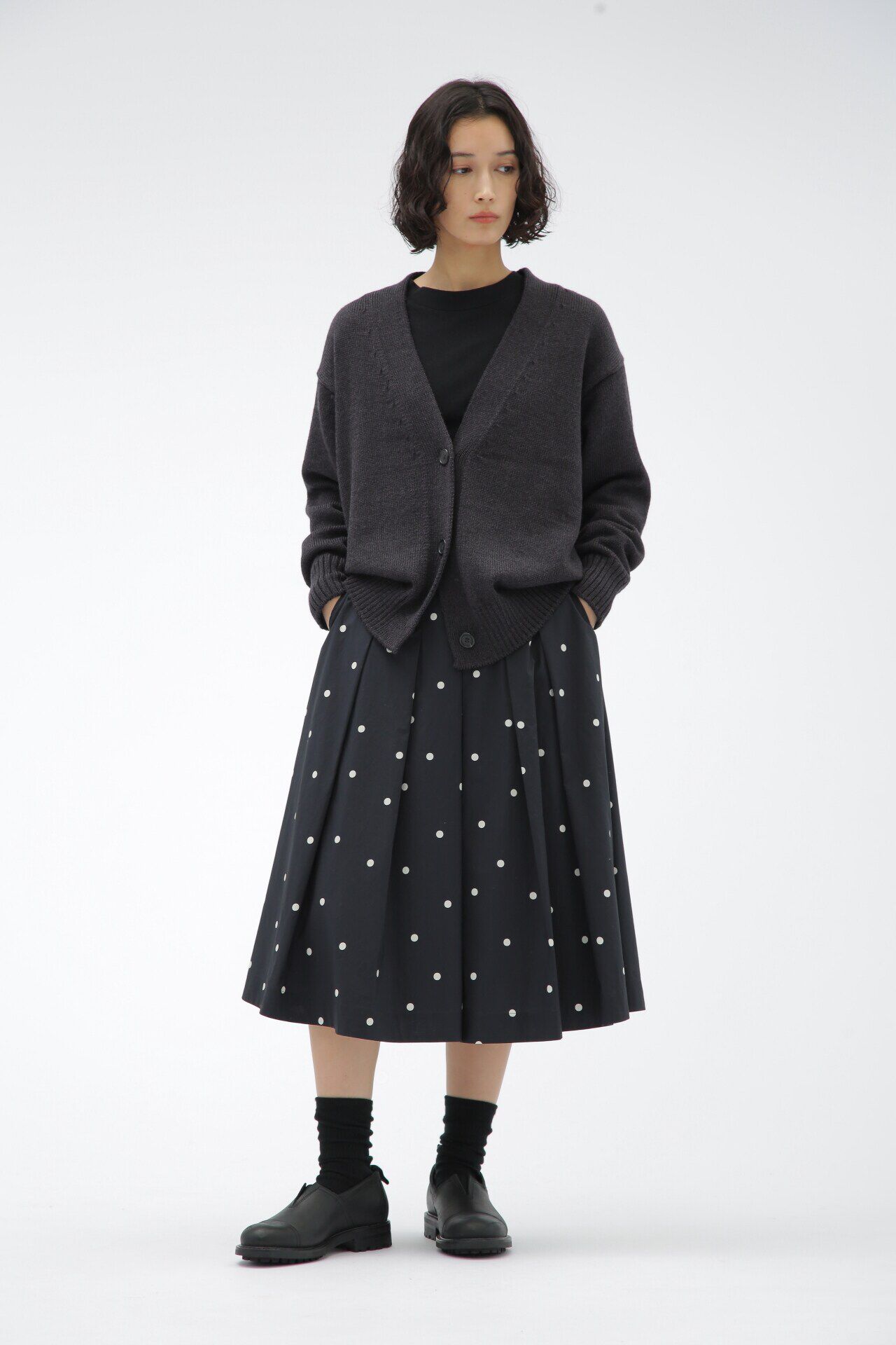  「 SHEER COTTON POPLIN」|スカート|DARK NAVY1