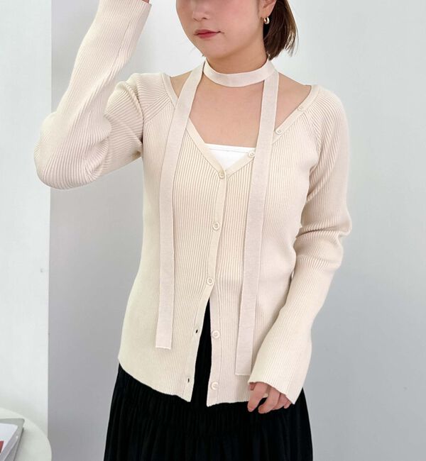 archives「チョーカーＶネックリブニットカーディガン」|カーディガン|