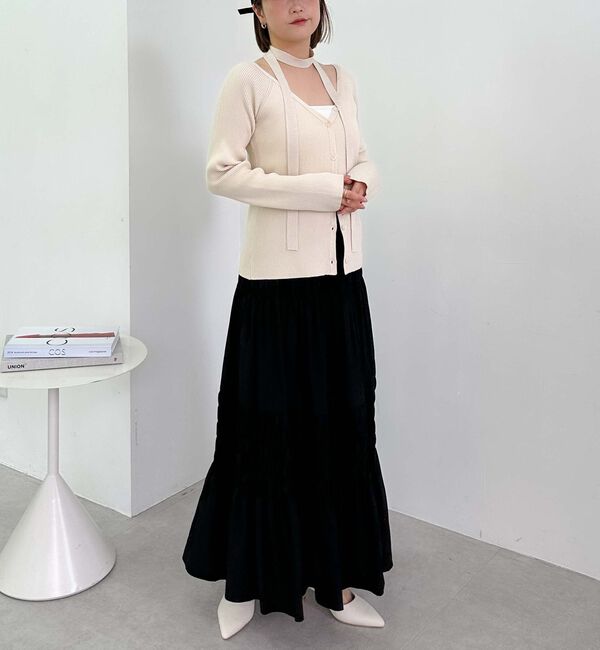 archives「チョーカーＶネックリブニットカーディガン」|カーディガン|