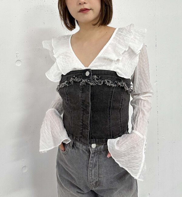 archives「Ｆボタンデニムビスチェ」|シャツ・ブラウス|GRAY