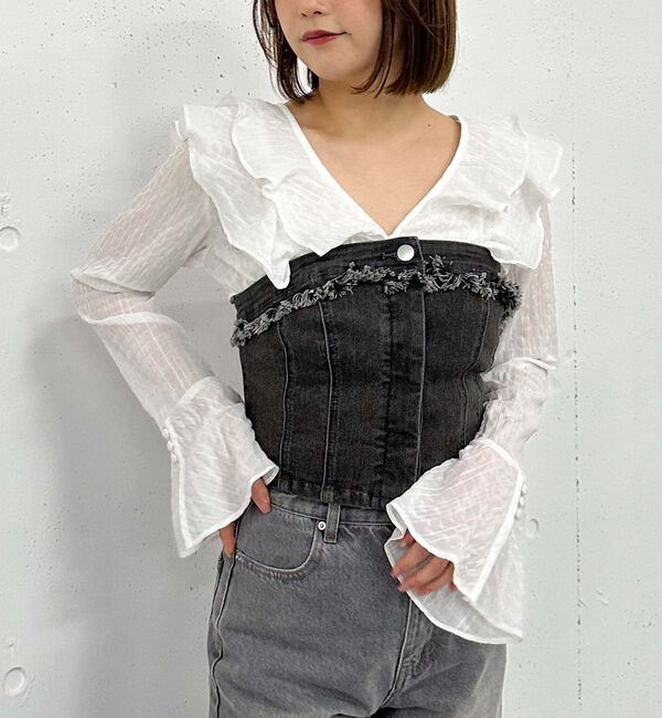 archives「Ｆボタンデニムビスチェ」|シャツ・ブラウス|