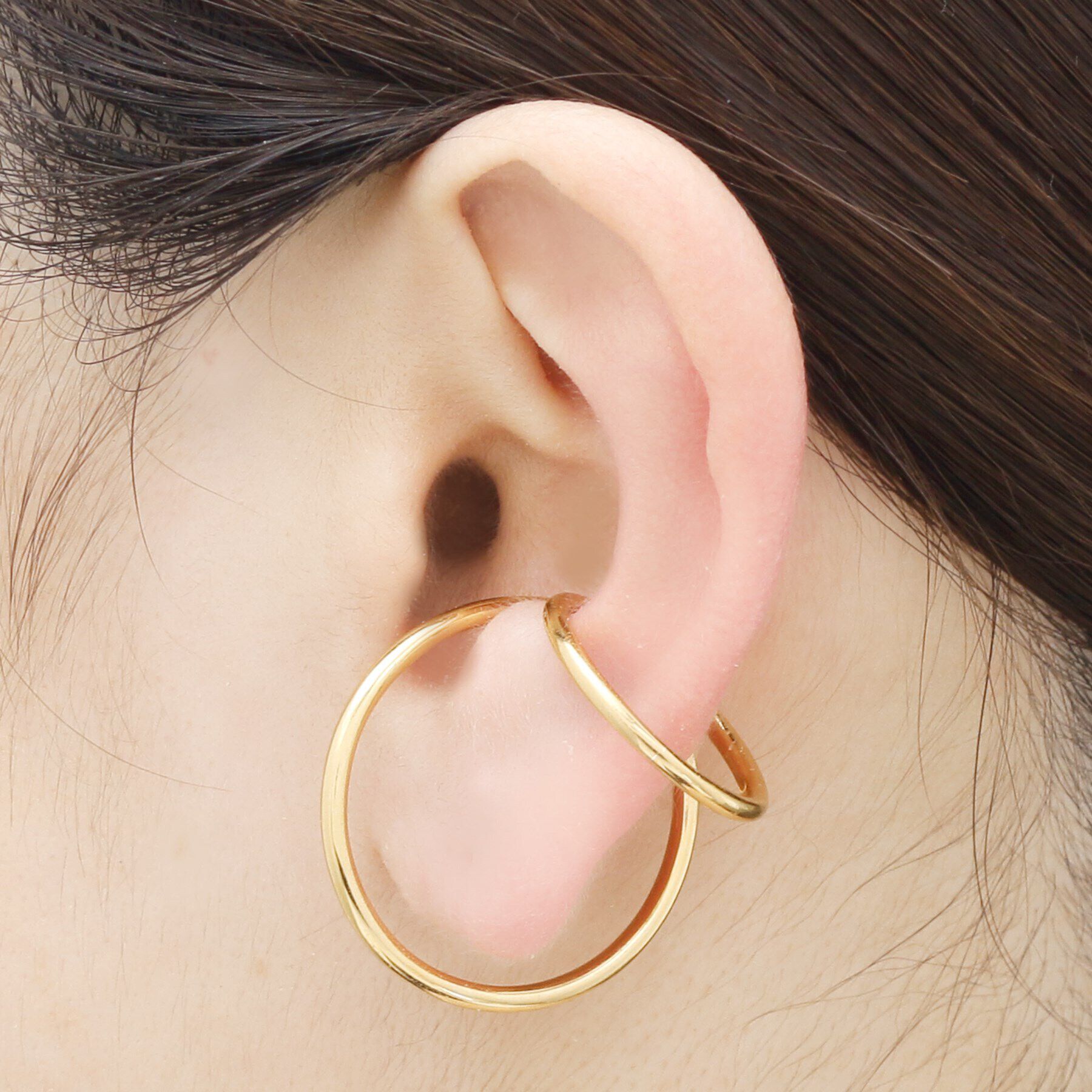 COCOSHNIK「シルバー ダブルフープ イヤーカフ GP」|イヤリング|