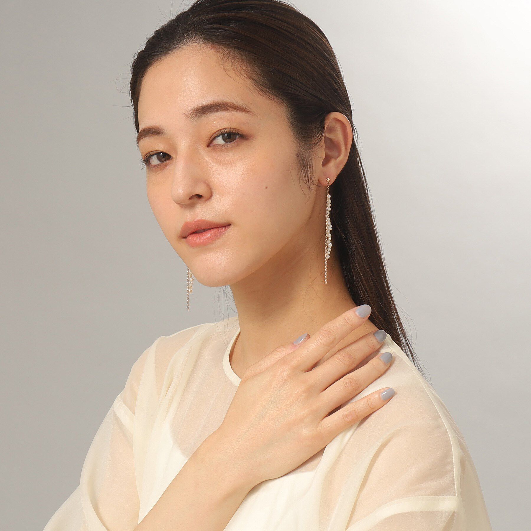 COCOSHNIK「K10バロックパールMVチェーン スタッドピアス」|ピアス|