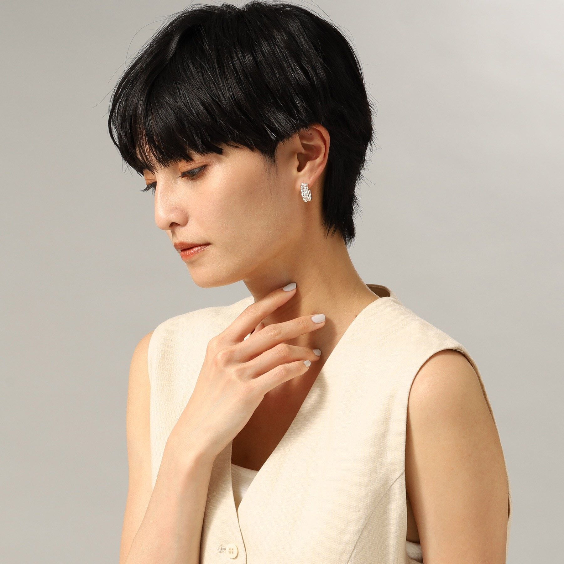 COCOSHNIK ONKITSCH「シルバー ニッティングモチーフ フープピアス」|ピアス|