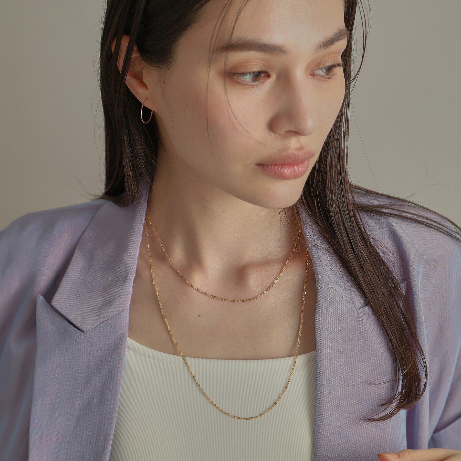 COCOSHNIK「K18フレスコフラットチェーン ネックレス太60cm」|ネックレス|