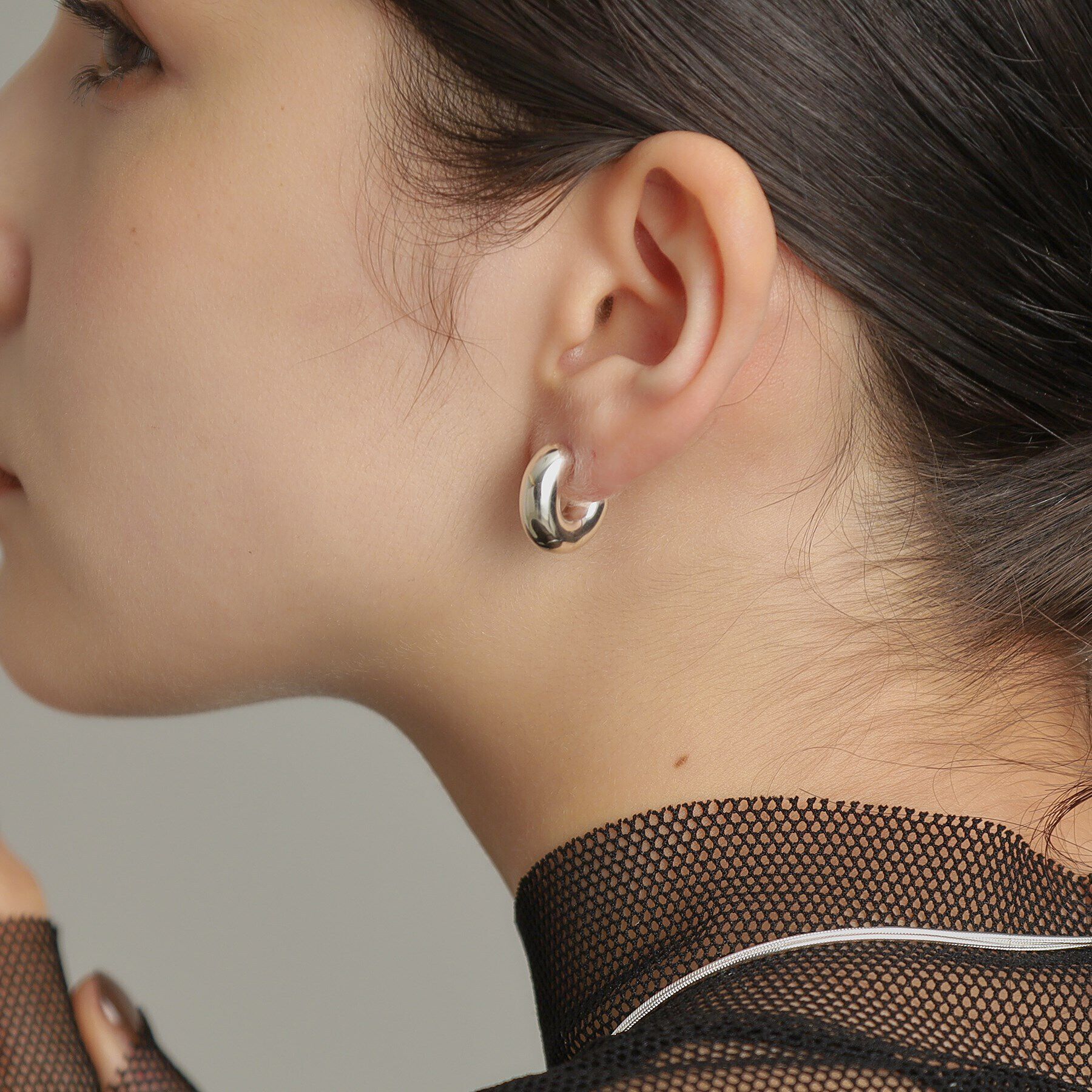 COCOSHNIK ONKITSCH「シルバー ホロウフープピアス ラウンドM」|ピアス|