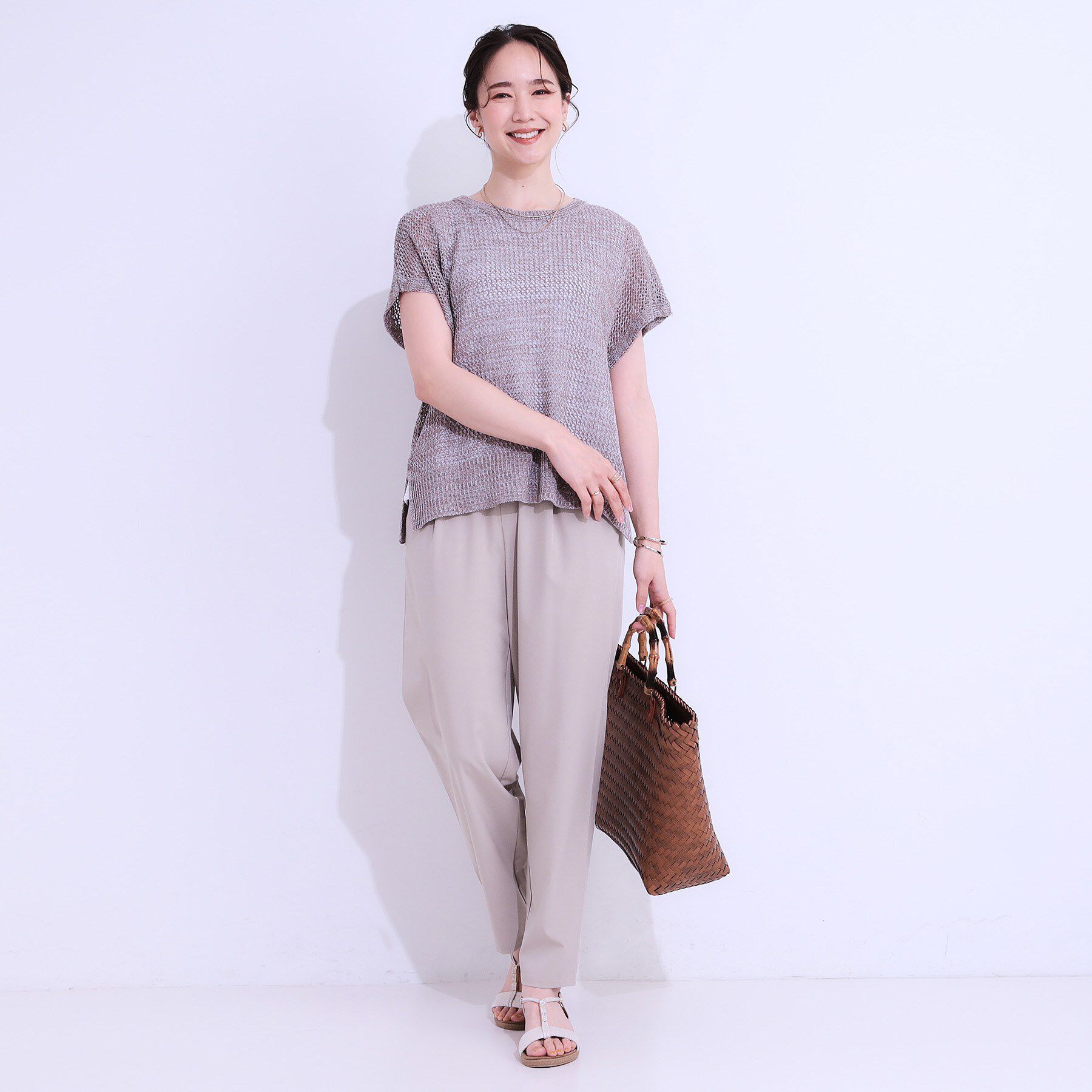 SHOO･LA･RUE「【SS-3L/ひんやり/吸水速乾/UV】軽量でさらりと穿ける テーパードパンツ」|その他|