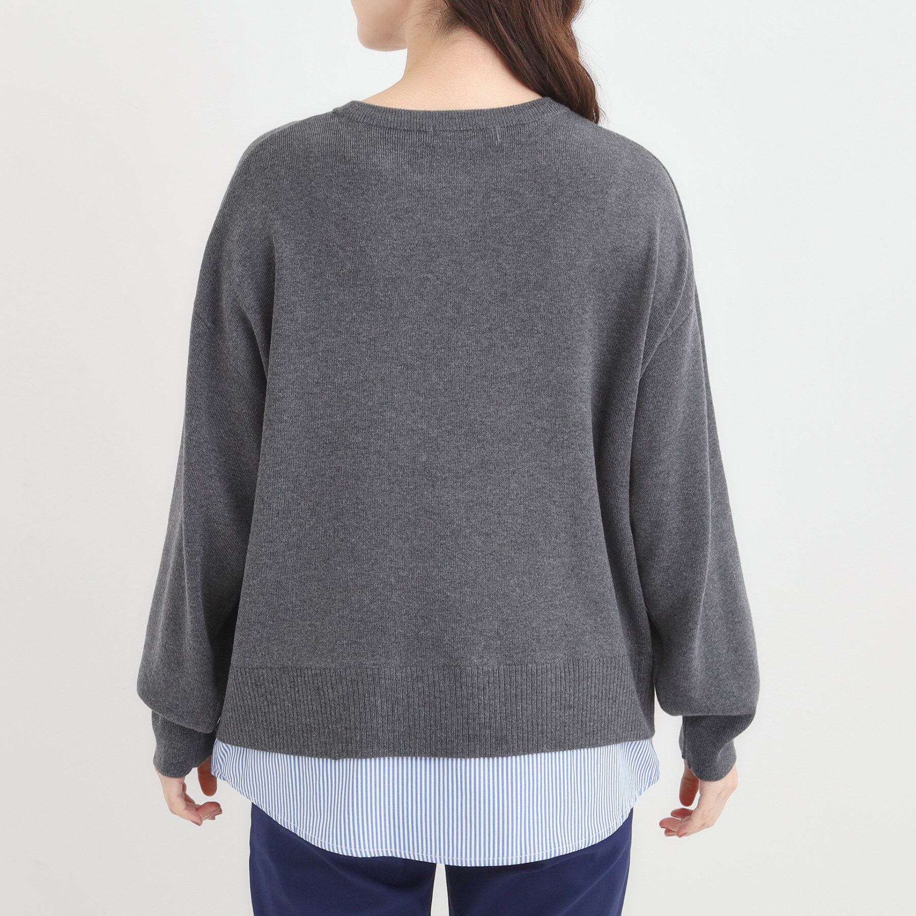 SHOO･LA･RUE「【洗濯機可/毛玉になりにくい】一枚で簡単こなれ見え 裾フェイクレイヤード風ニット」|ニット・セーター|