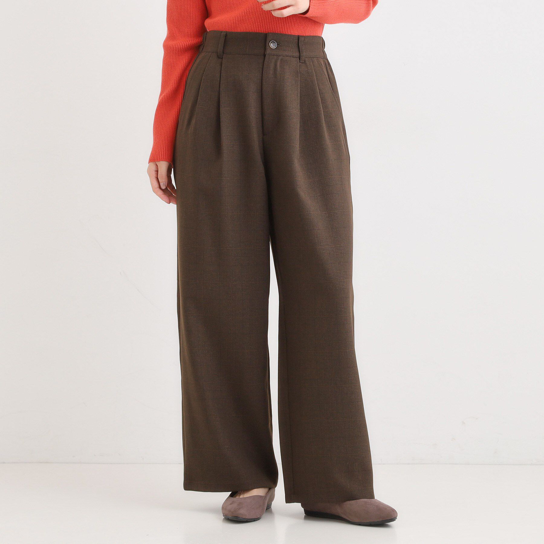 SHOO･LA･RUE「【セットアップ可】チェック柄タックワイドパンツ」|その他|