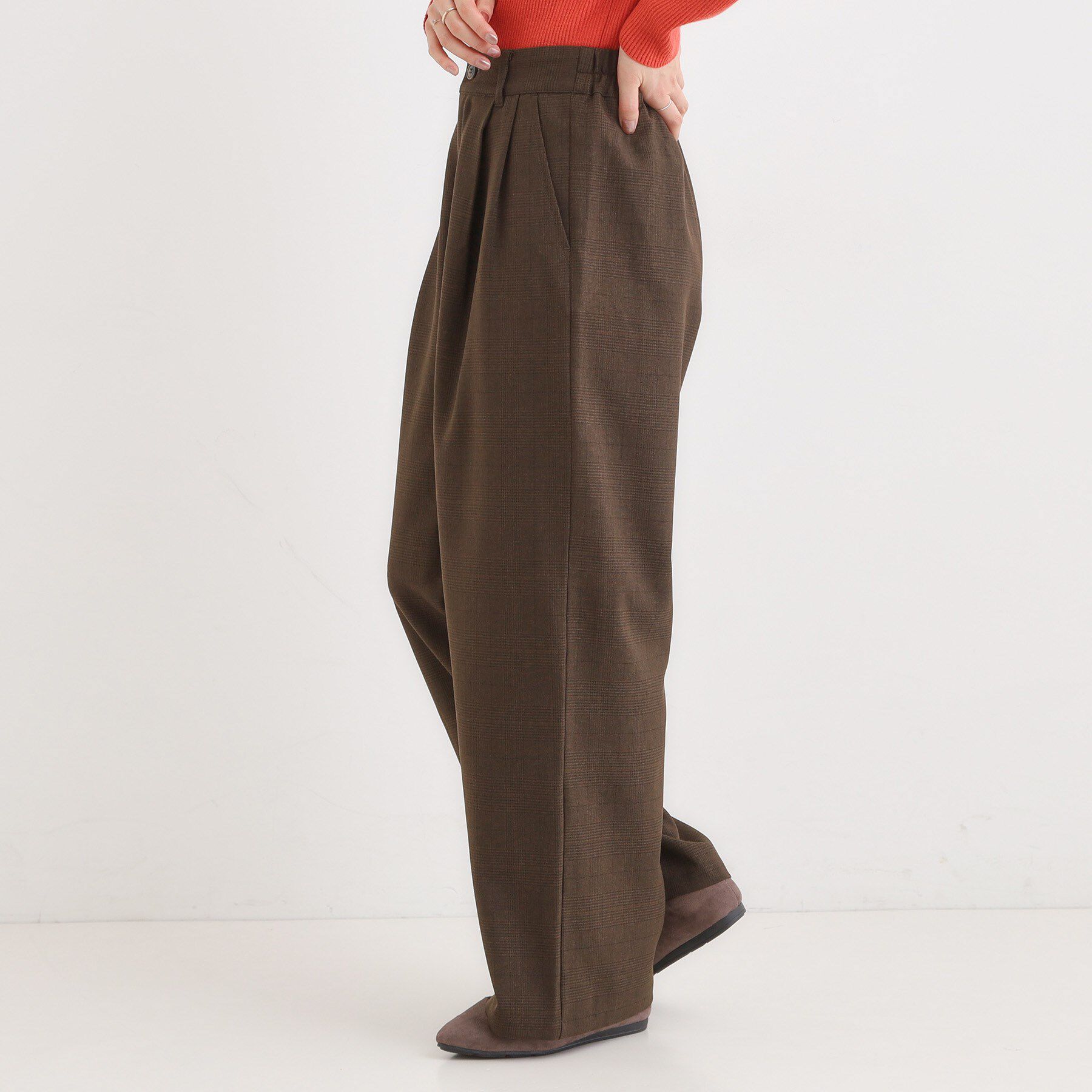 SHOO･LA･RUE「【セットアップ可】チェック柄タックワイドパンツ」|その他|