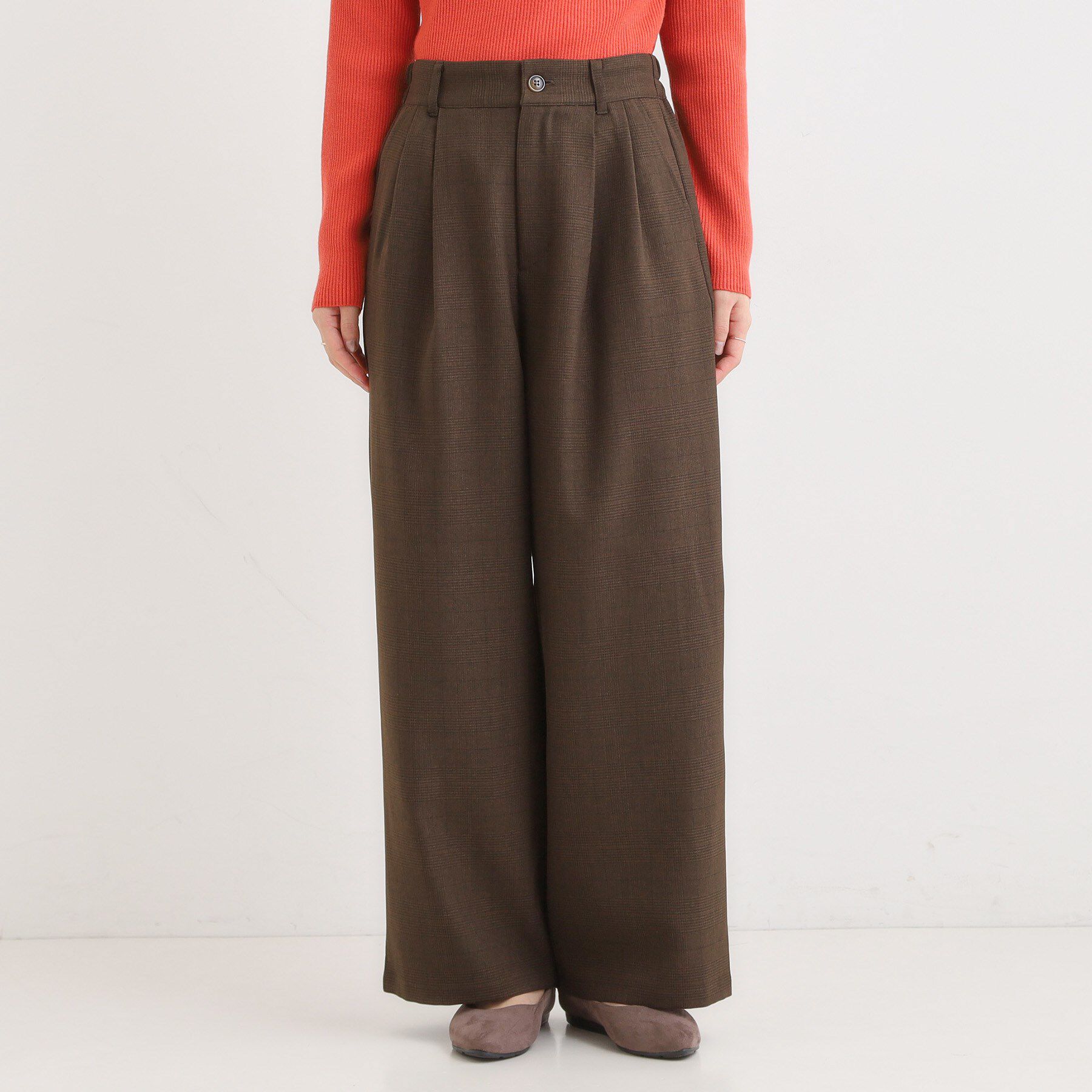 SHOO･LA･RUE「【セットアップ可】チェック柄タックワイドパンツ」|その他|