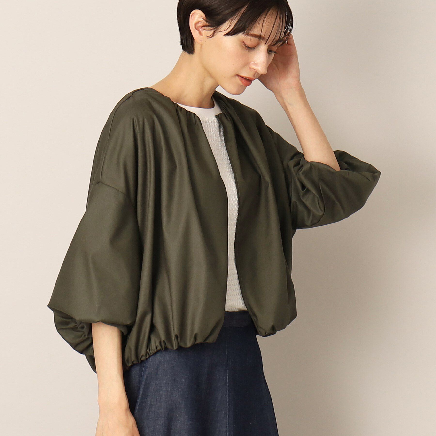 Dessin「【洗える】バルーンスリーブライトブルゾン」|カーディガン|