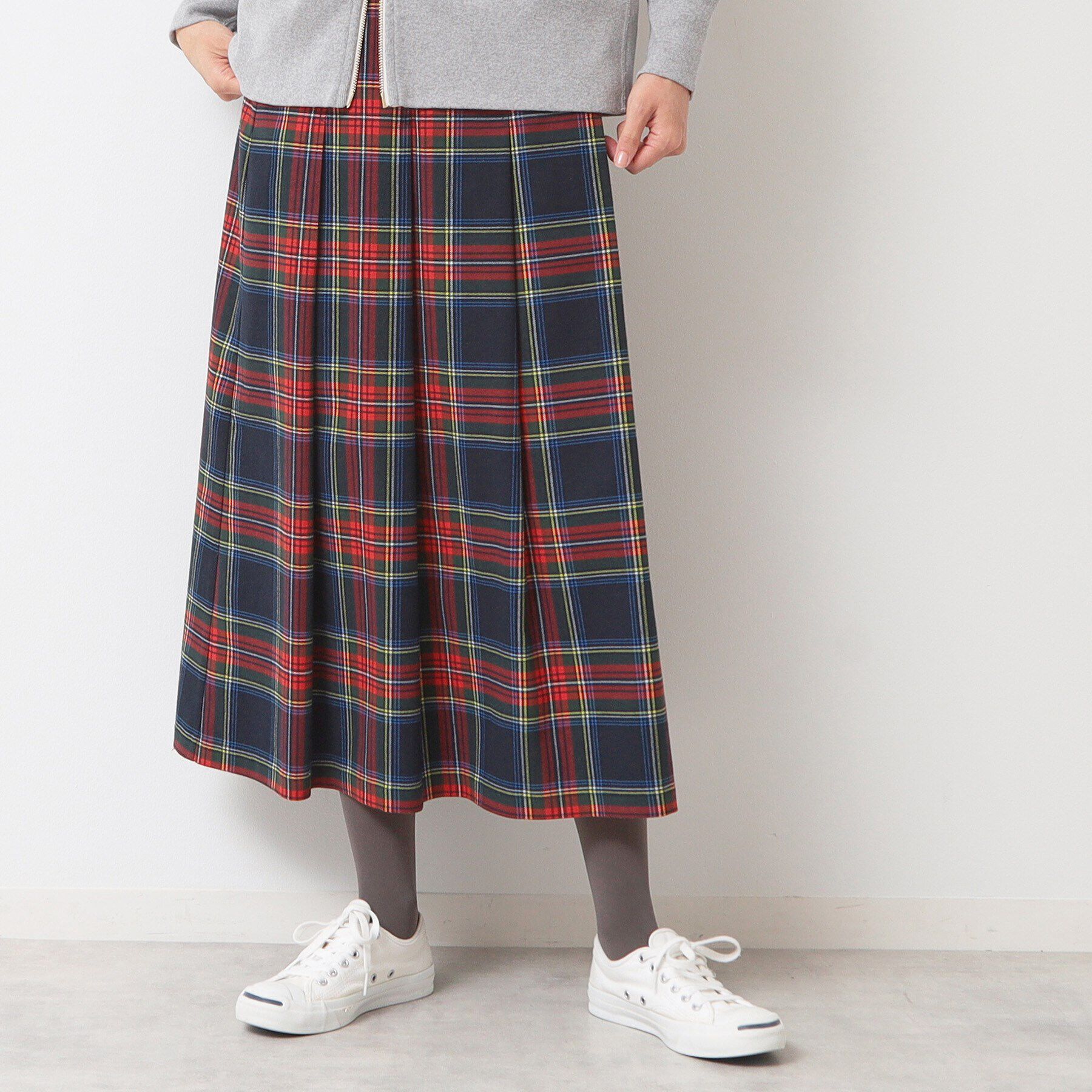 Dessin「【洗える】チェック柄タックプリーツスカート(XS~L)」|スカート|ブルー(293)