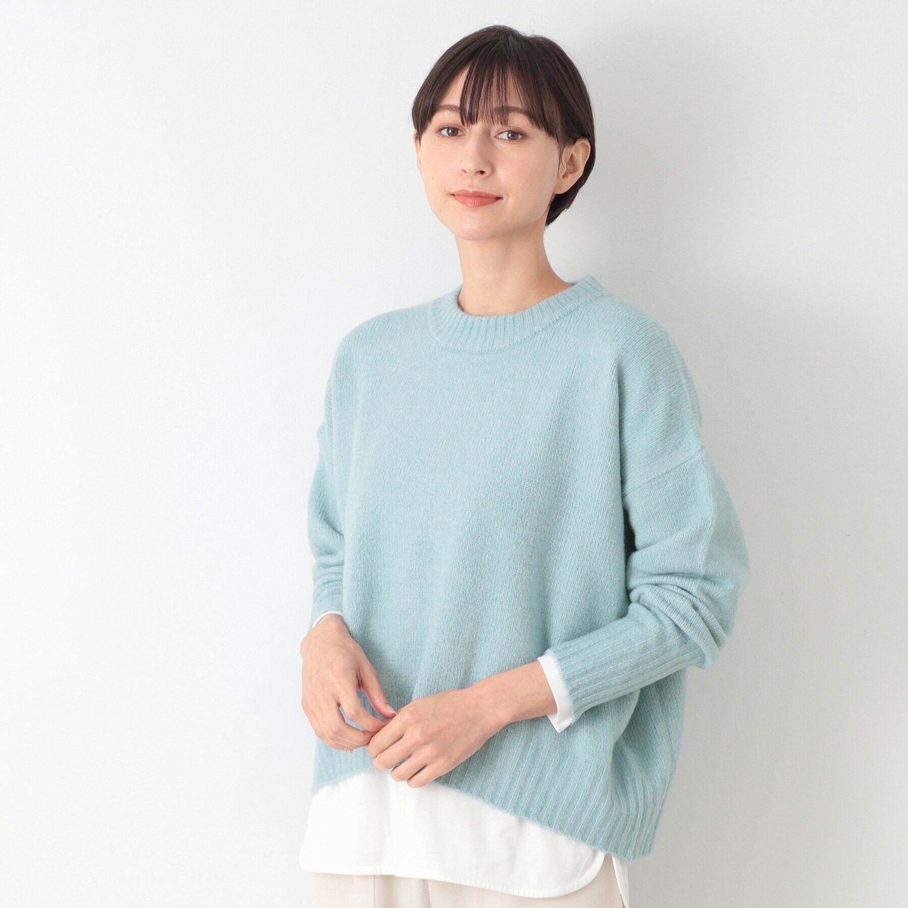 Dessin「【洗える】ショート丈ワイドクルーネックニット（XS～L）」|ニット・セーター|