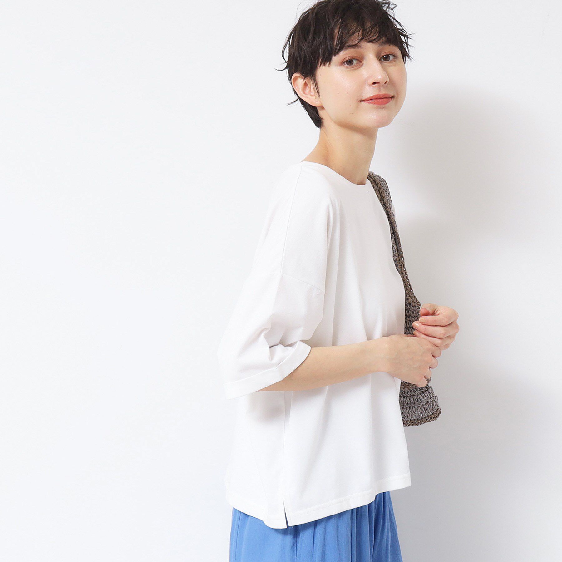 Dessin「【二の腕カバー/接触冷感/UV】ロールアップスリーブTシャツ（XS～L）」|Tシャツ・カットソー|