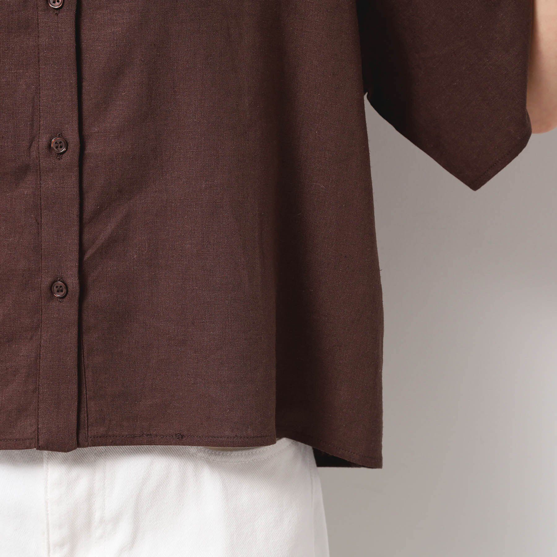 Dessin「【二の腕カバー・洗える】リネンブレンド袖切り替えブラウス」|シャツ・ブラウス|