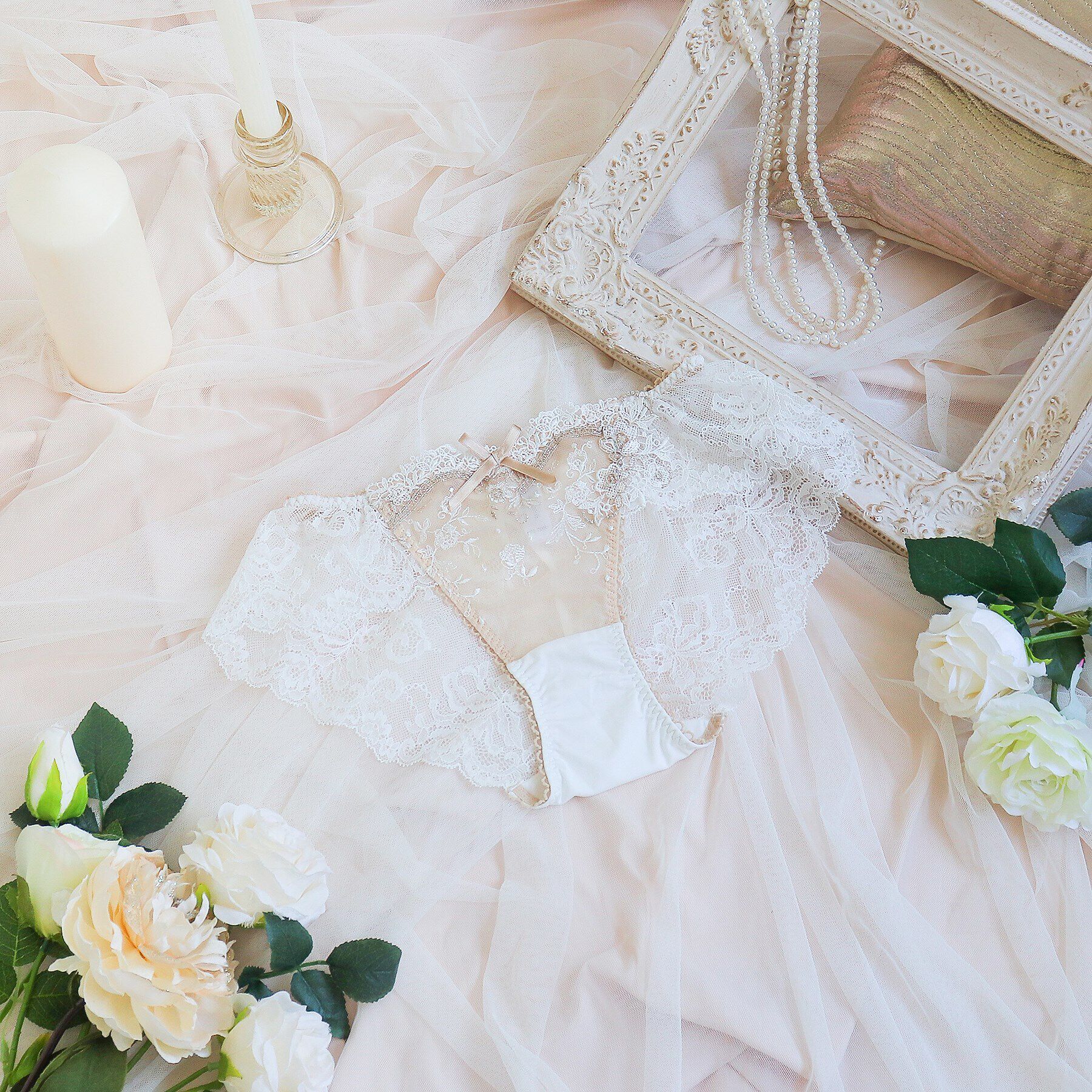 Risa Magli「アリアンナ レースショーツ」|インナー|ホワイト(001)