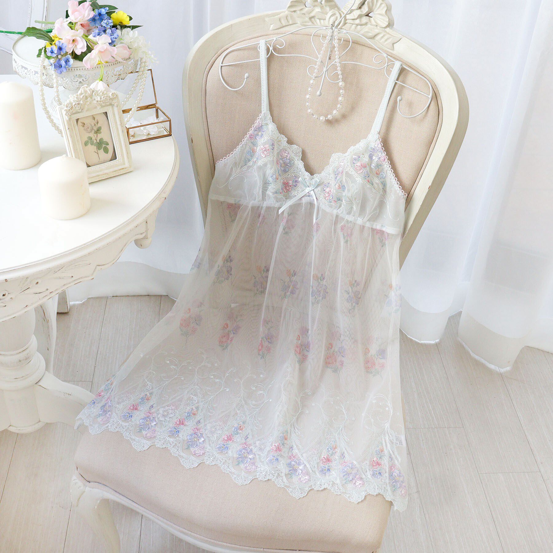 Risa Magli「フロリタ スリップ」|キャミソール|サックスブルー(09