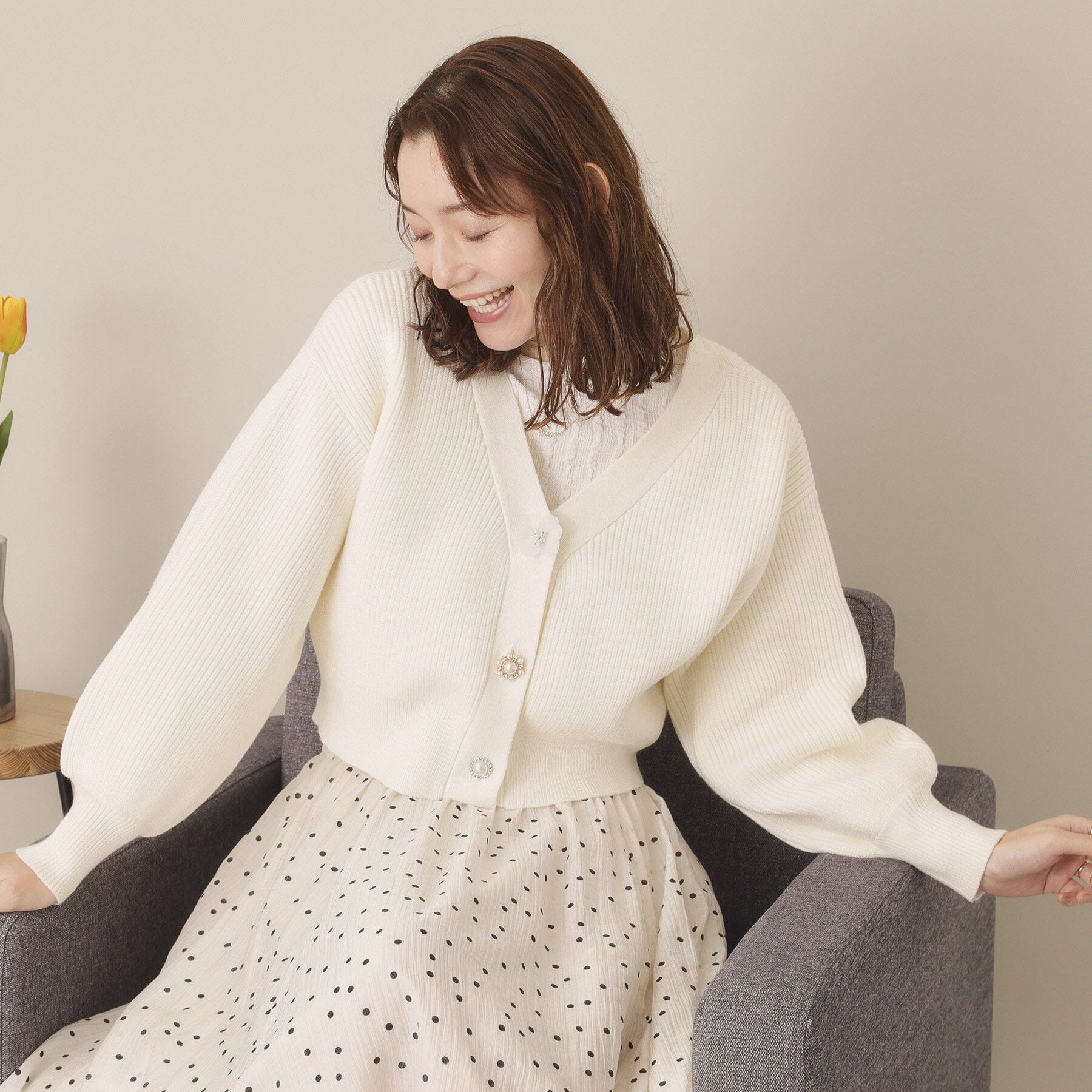 ITS&rsquo;DEMO「【手洗い可】アソートビジューボタンカーデ」|カーディガン|